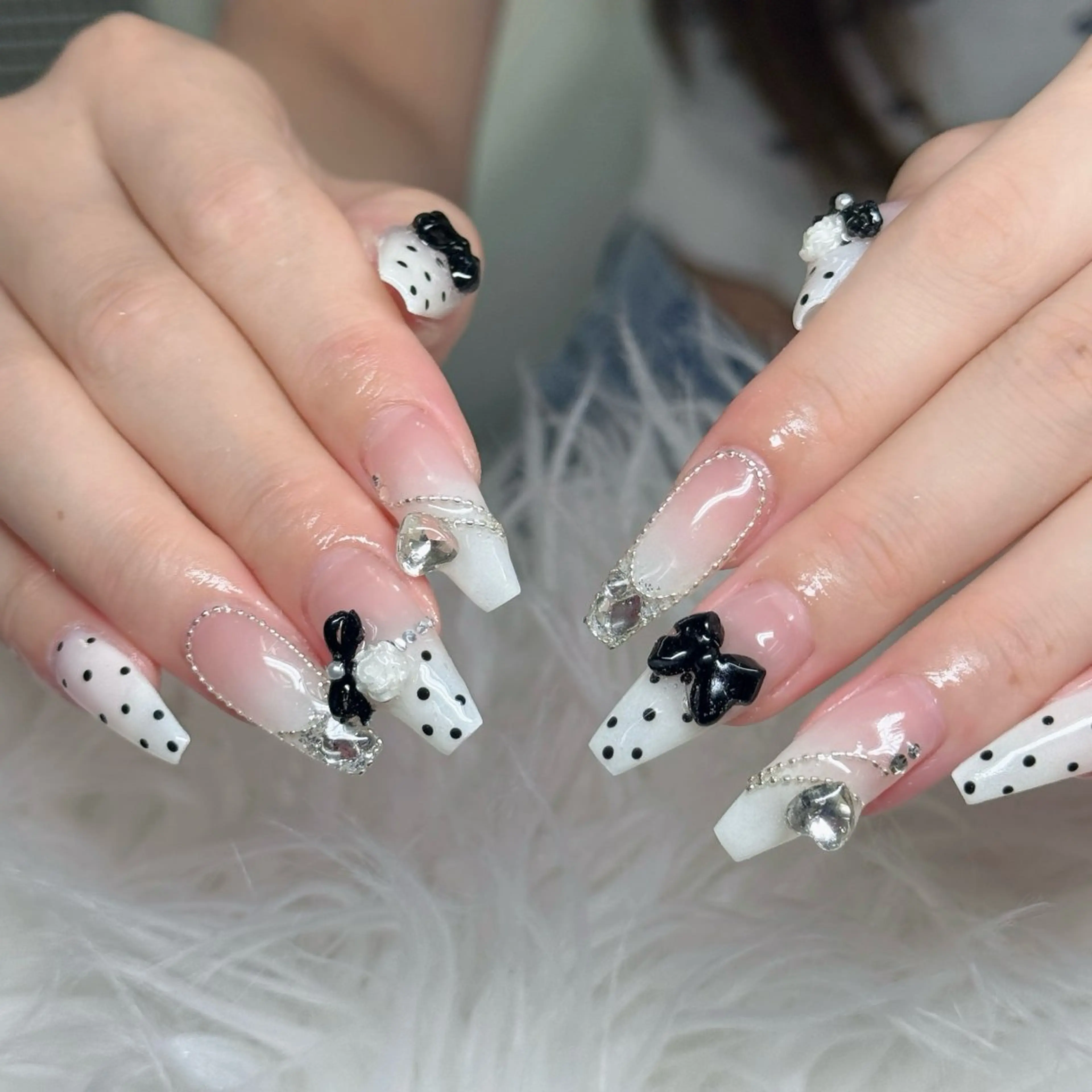 ネイル ロングネイル マグネットネイル リボン 夏ネイル スーパーロングネイル Hani nailsalonのネイルデザイン