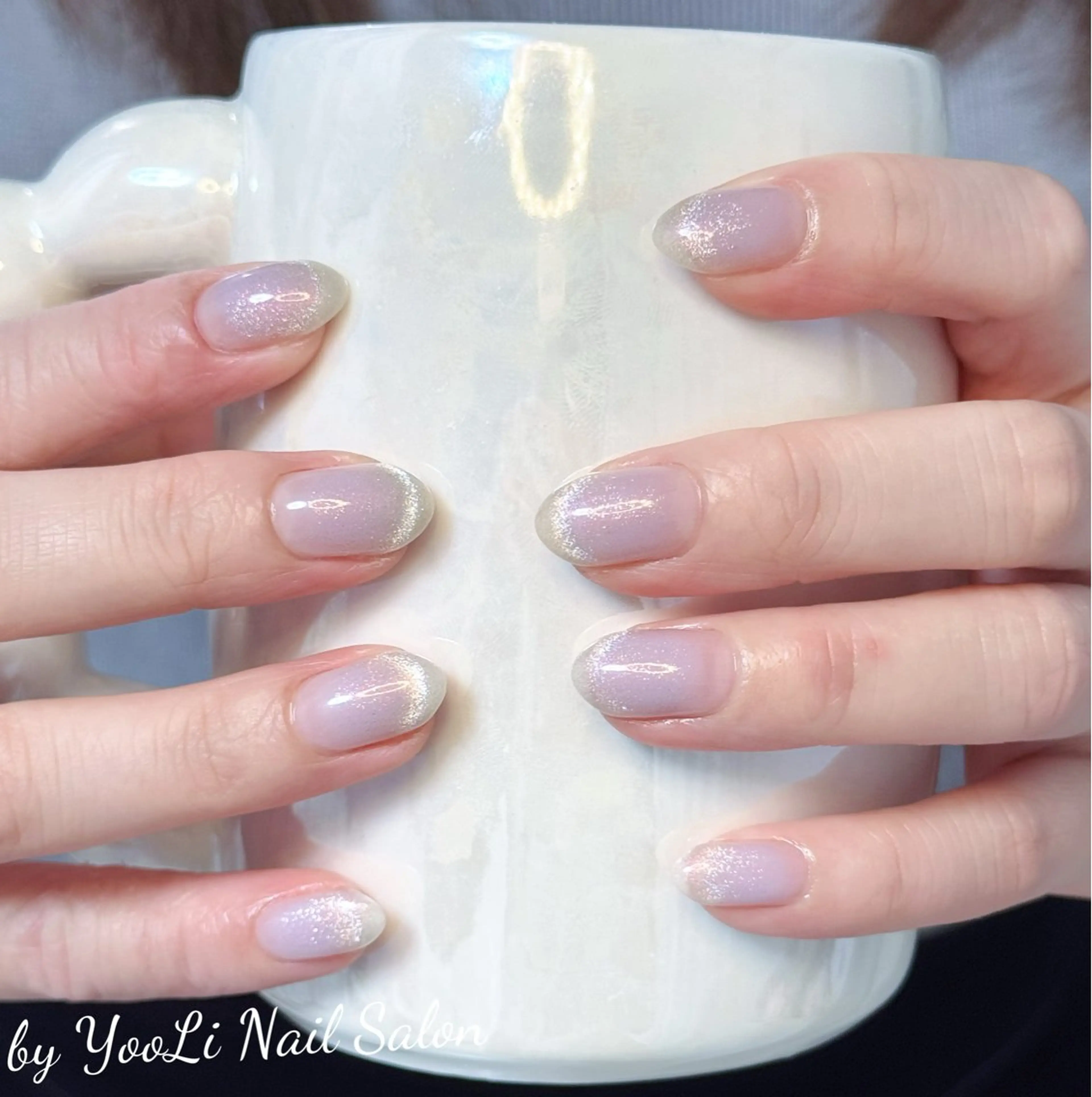 ネイル アートネイル オーロラネイル チークネイル フレンチネイル ガラスフレンチ ハンドネイル 🎀🎀YooLi Nail Salonのネイルデザイン