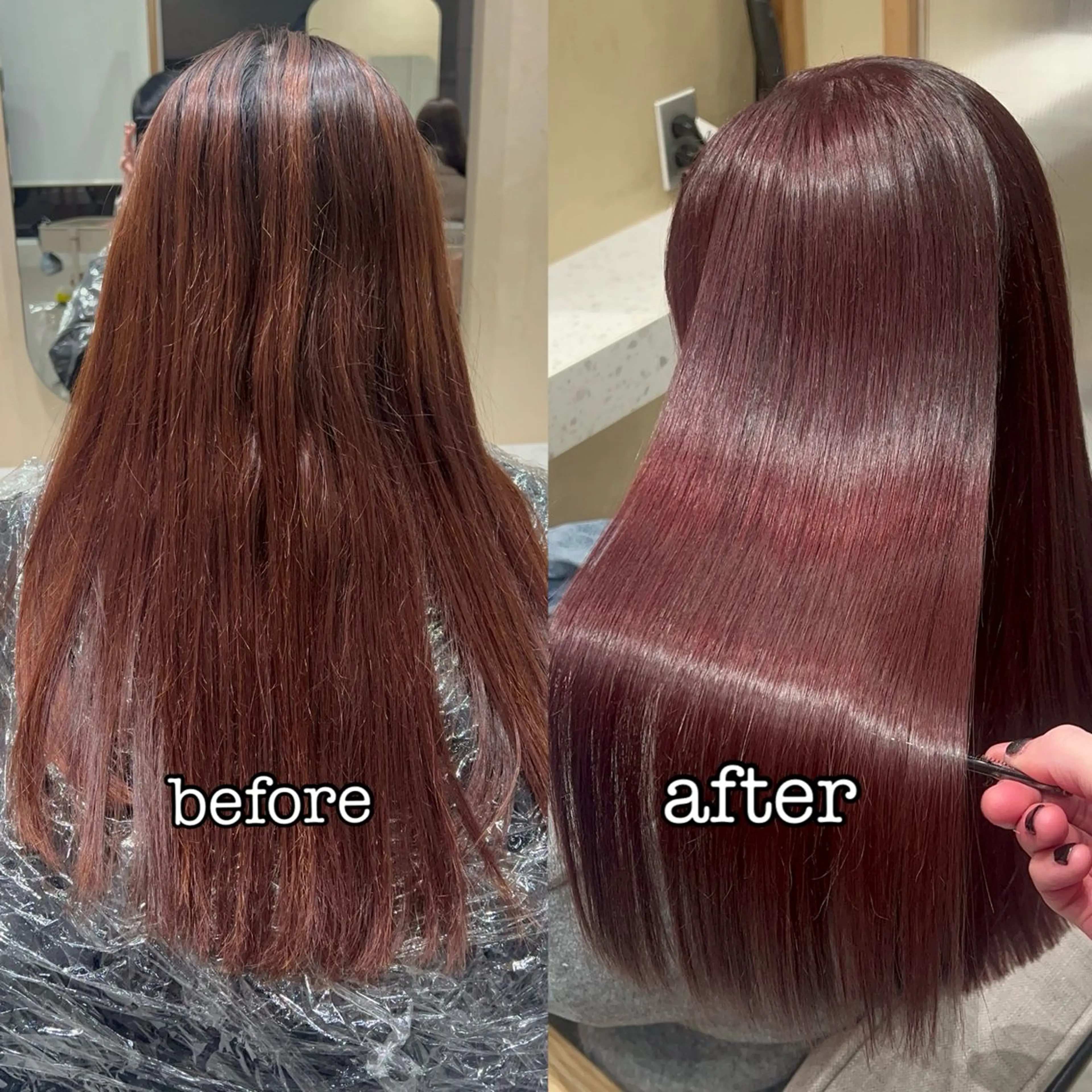 セミロング ピンクブラウン ピンクラベンダー 髪質改善 トリートメント ヘアカラー トリートメント 💎髪質改善艶髪 💎透明感カラー💎のヘアスタイル