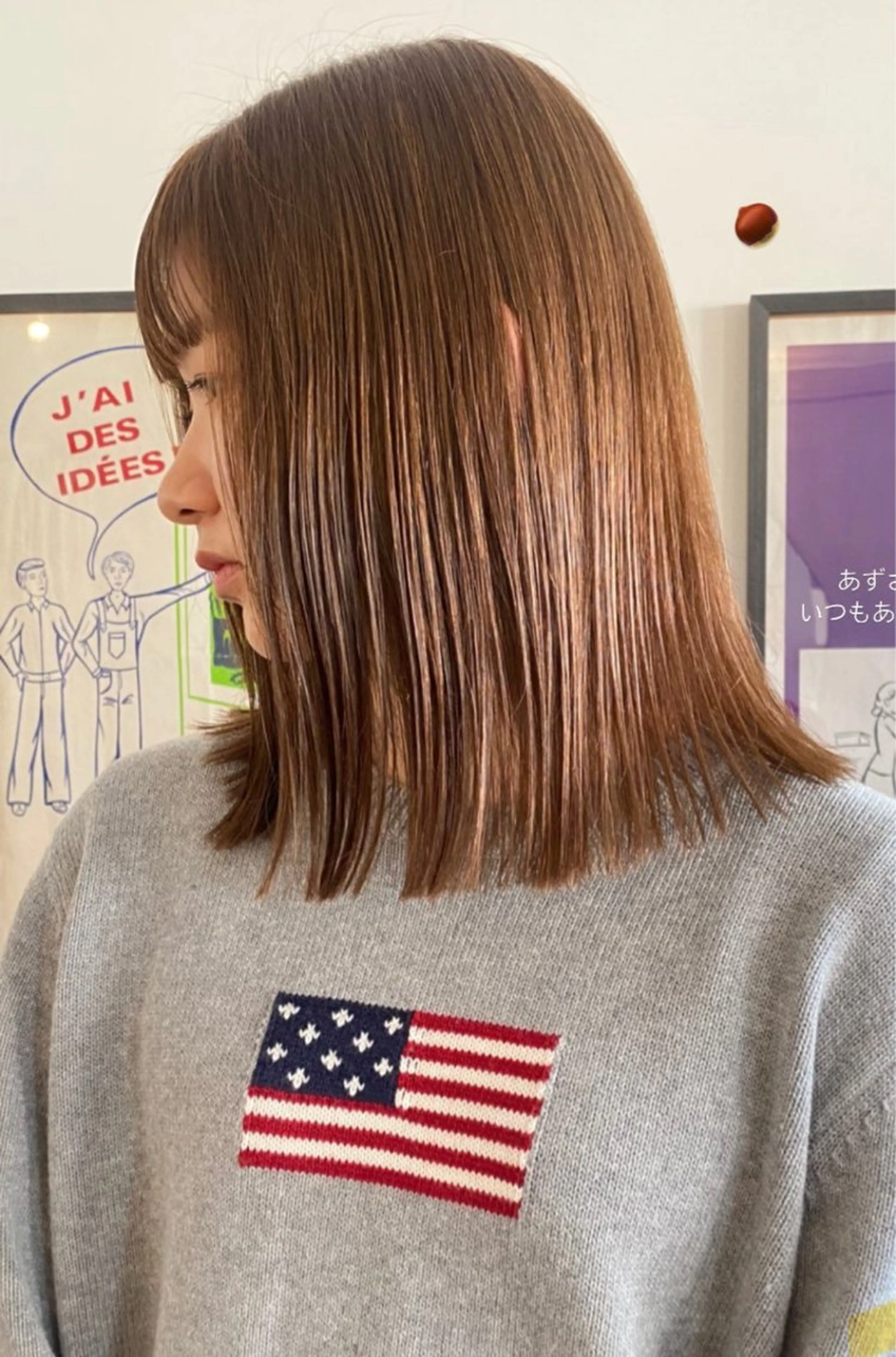 ミディアム カラー ベージュカラー ブリーチ オレンジ 松崎 めいのヘアスタイル