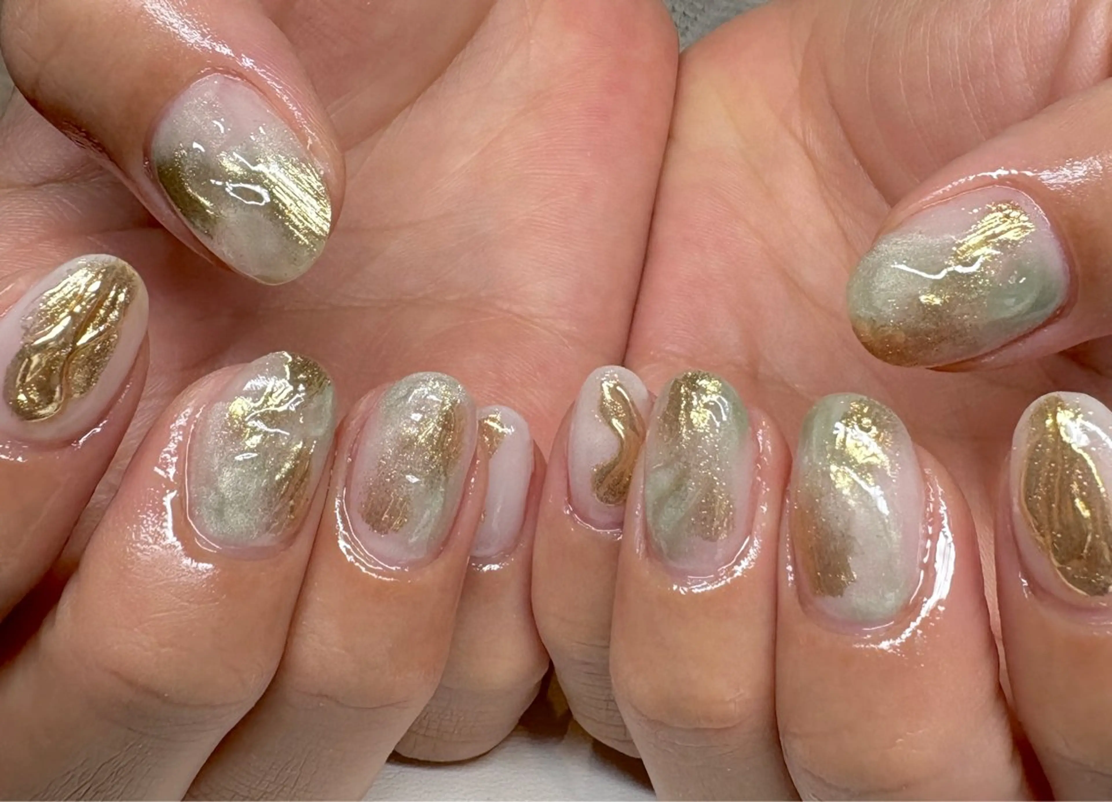 ネイル 長さ出し 持ち込み ニュアンスネイル 春ネイル ハンドネイル N.style所属・Ｎ. styleのネイルデザイン