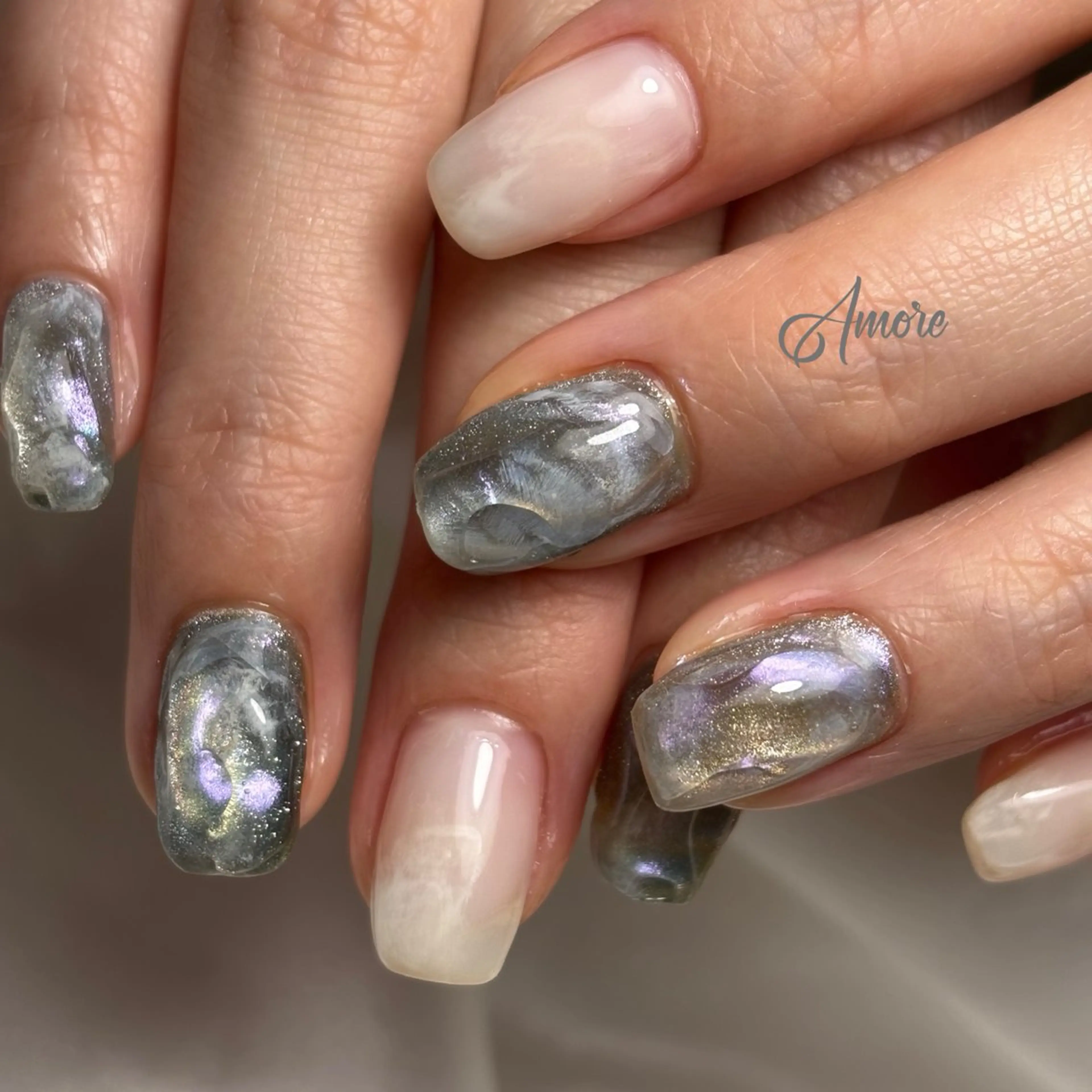 ネイル ジェルネイル キラキラネイル 韓国ネイル マグネットネイル パラジェル You kyehwaのネイルデザイン