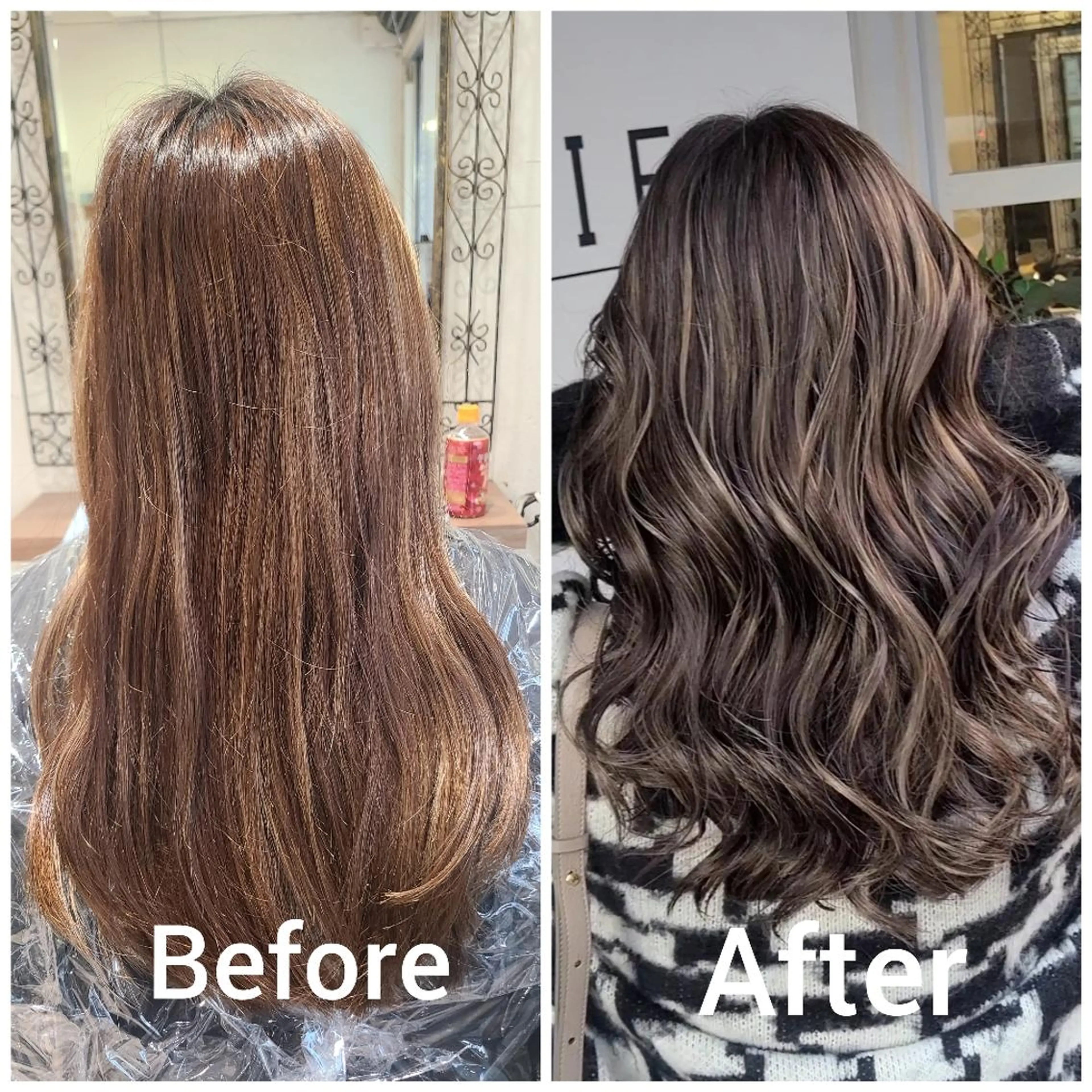 ロング カラー アッシュ アッシュグレー バレイヤージュ ベージュカラー ブリーチ ヘアカラー cherie所属・大内 格のヘアスタイル