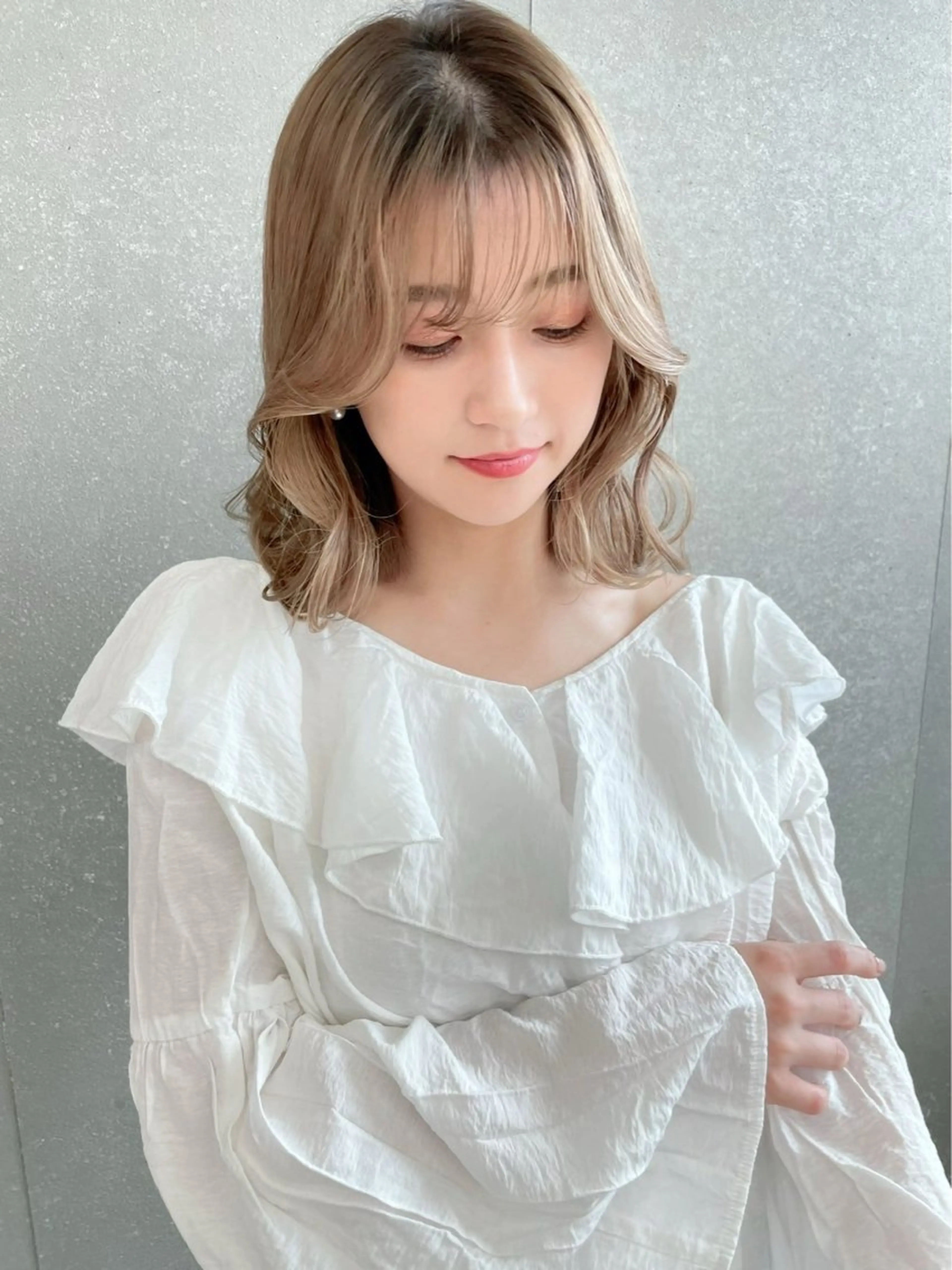 セミロング カラー カット ヘアカラー トリートメント 山崎/ボブ縮毛矯正 レイヤー髪質改善のヘアスタイル