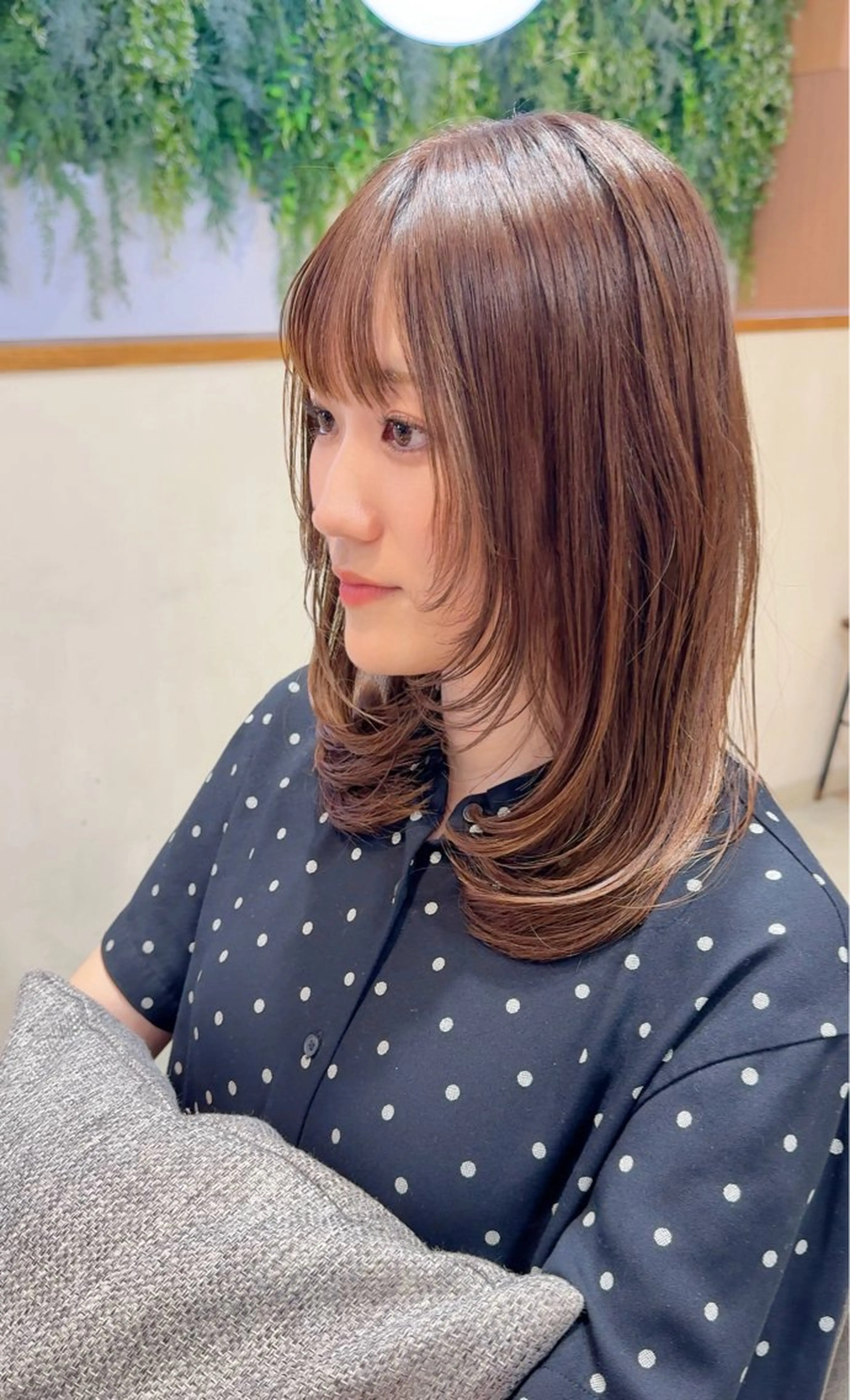 ミディアム カラー カット 縮毛矯正 【韓国　レイヤー 髪質改善✨】かずのヘアスタイル