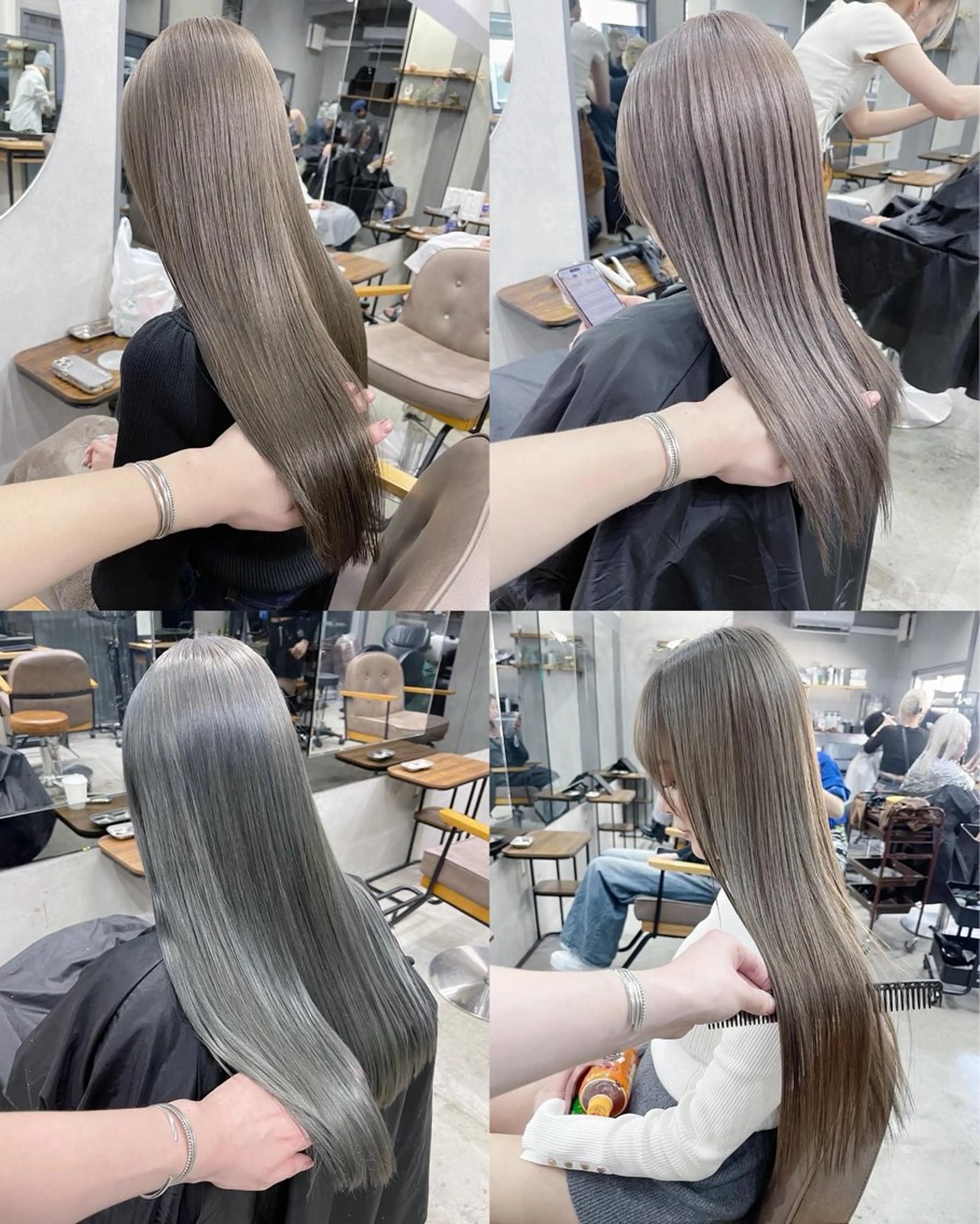 セミロング カラー ベージュカラー ブラウンカラー グレージュ ミルクティーブラウン オリーブベージュ ヘアカラー トリートメント AiM 大名のヘアスタイル