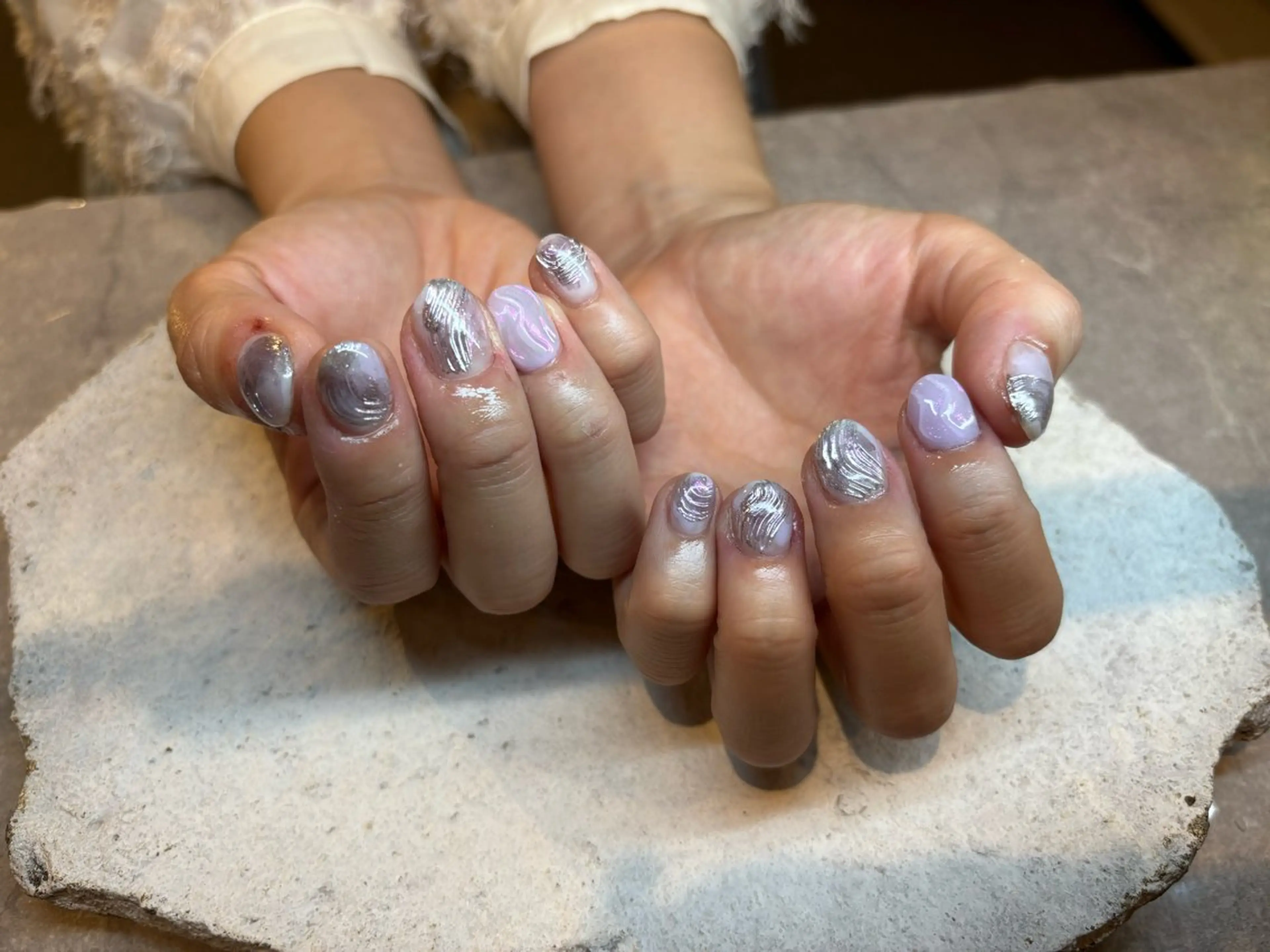 ネイル ニュアンスネイル パープル 春ネイル HONOKA W 【深江橋店】のネイルデザイン