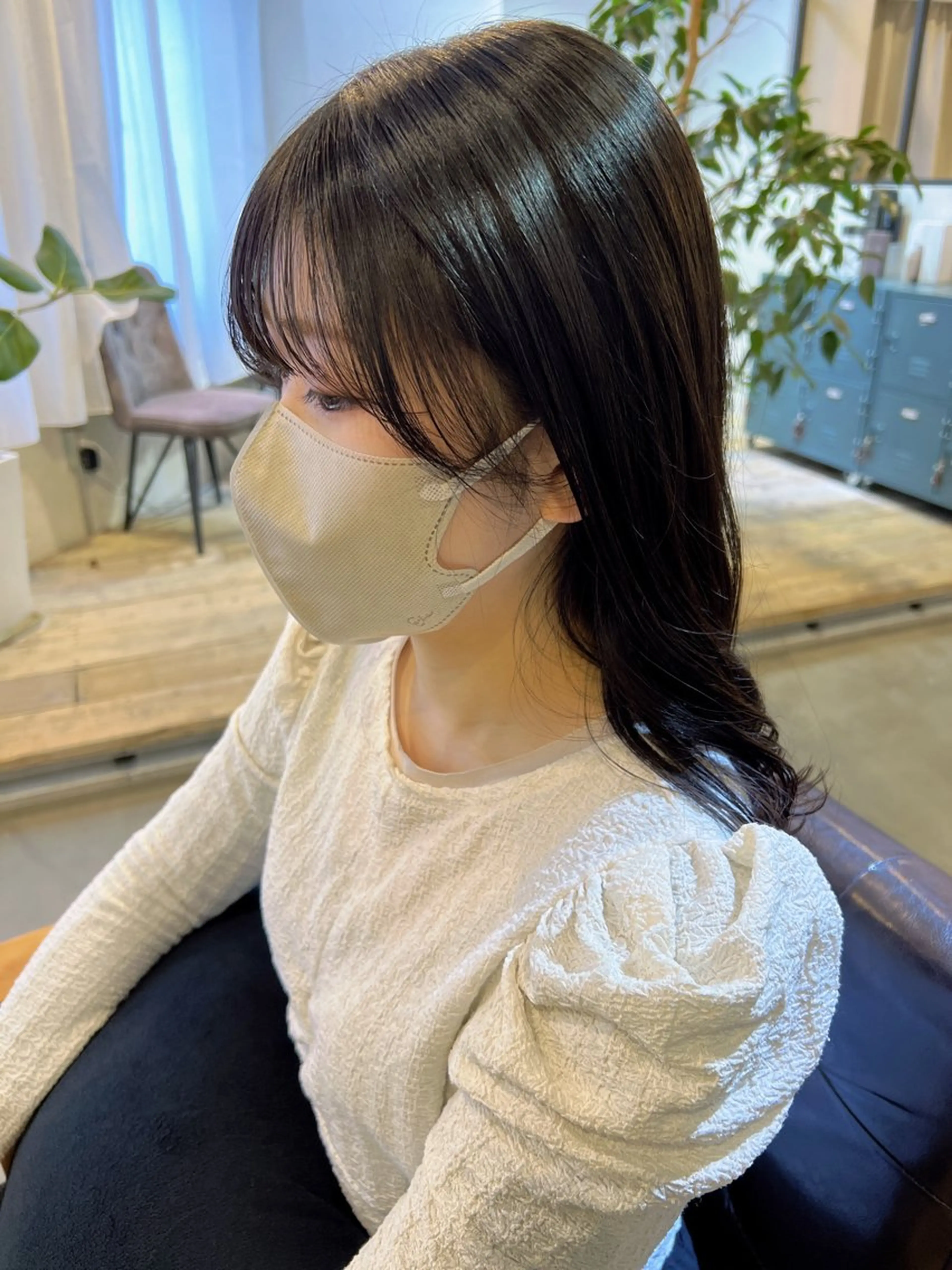 ミディアム 顔周りカット カット ブリーチなしカラー 🌿‬脇黒丸 彩のヘアスタイル