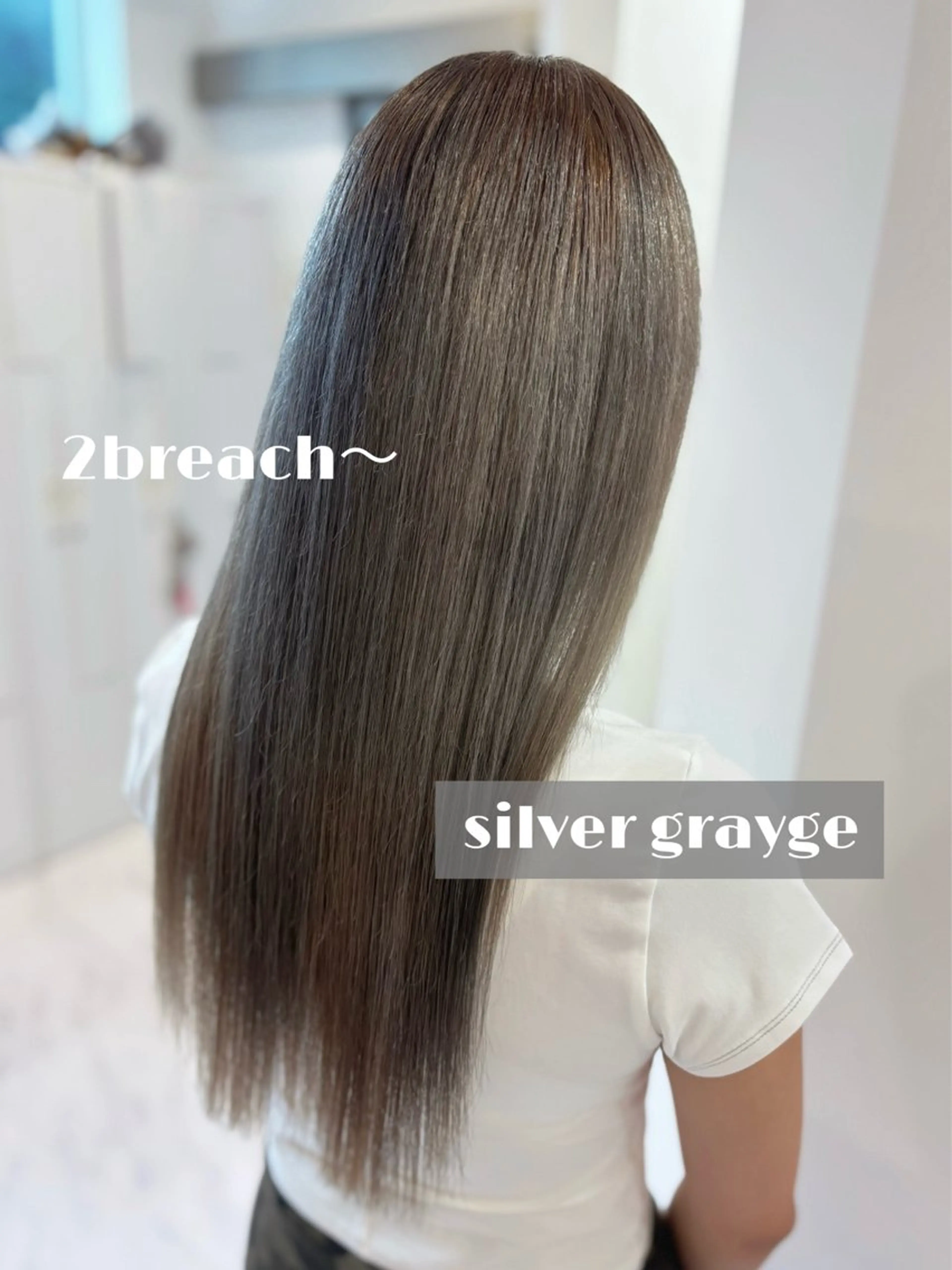 ロング カラー ベージュカラー ブリーチ グレージュ シルバー シルバーグレージュ ヘアカラー AYU/ハイトーンカ ラー/ボブカットのヘアスタイル