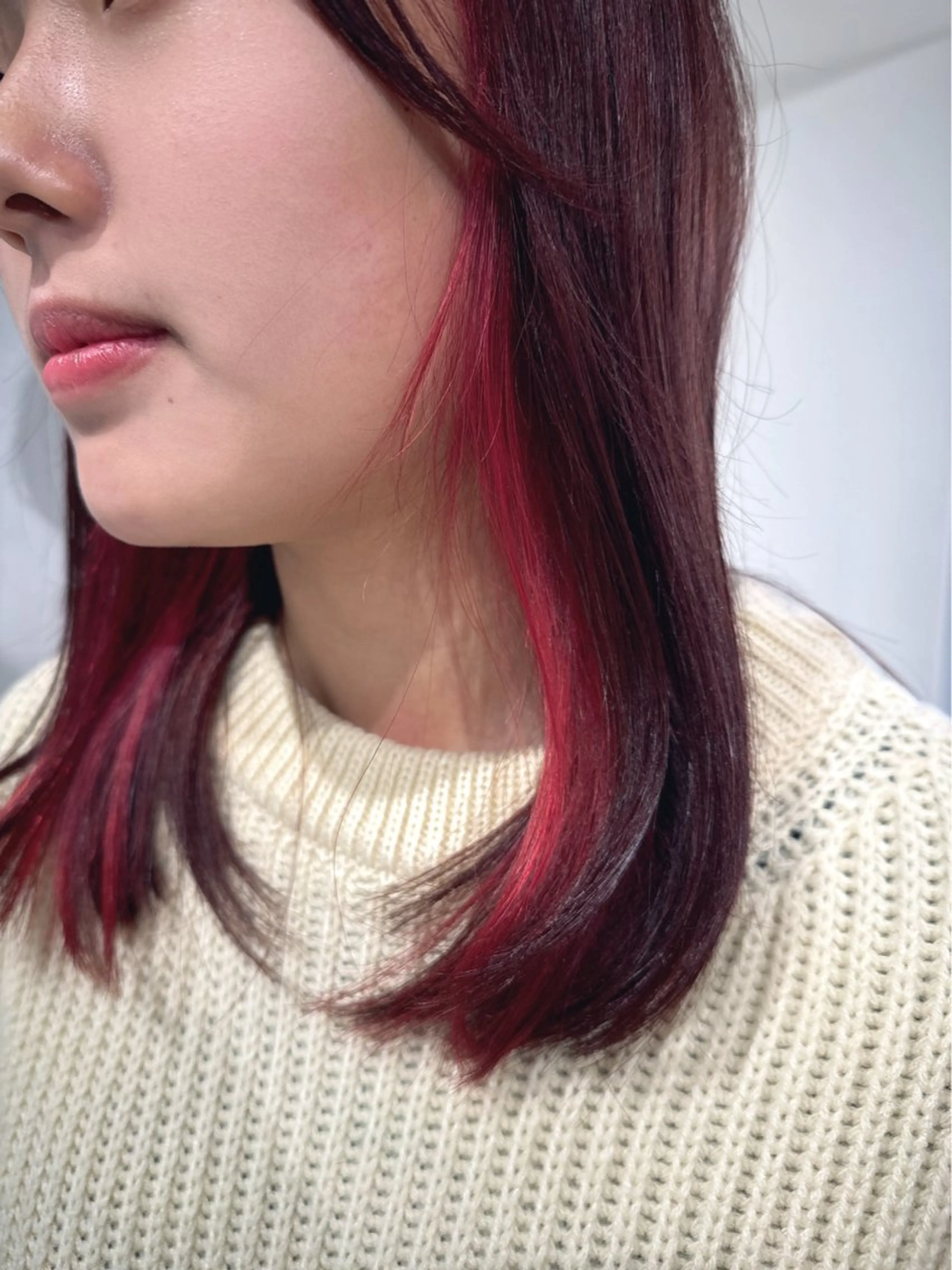 セミロング カラー ブラウンカラー レッドカラー レッドブラウン カット ヘアカラー トリートメント 透明感カラー✨艶髪 制作🌱山根あゆみのヘアスタイル