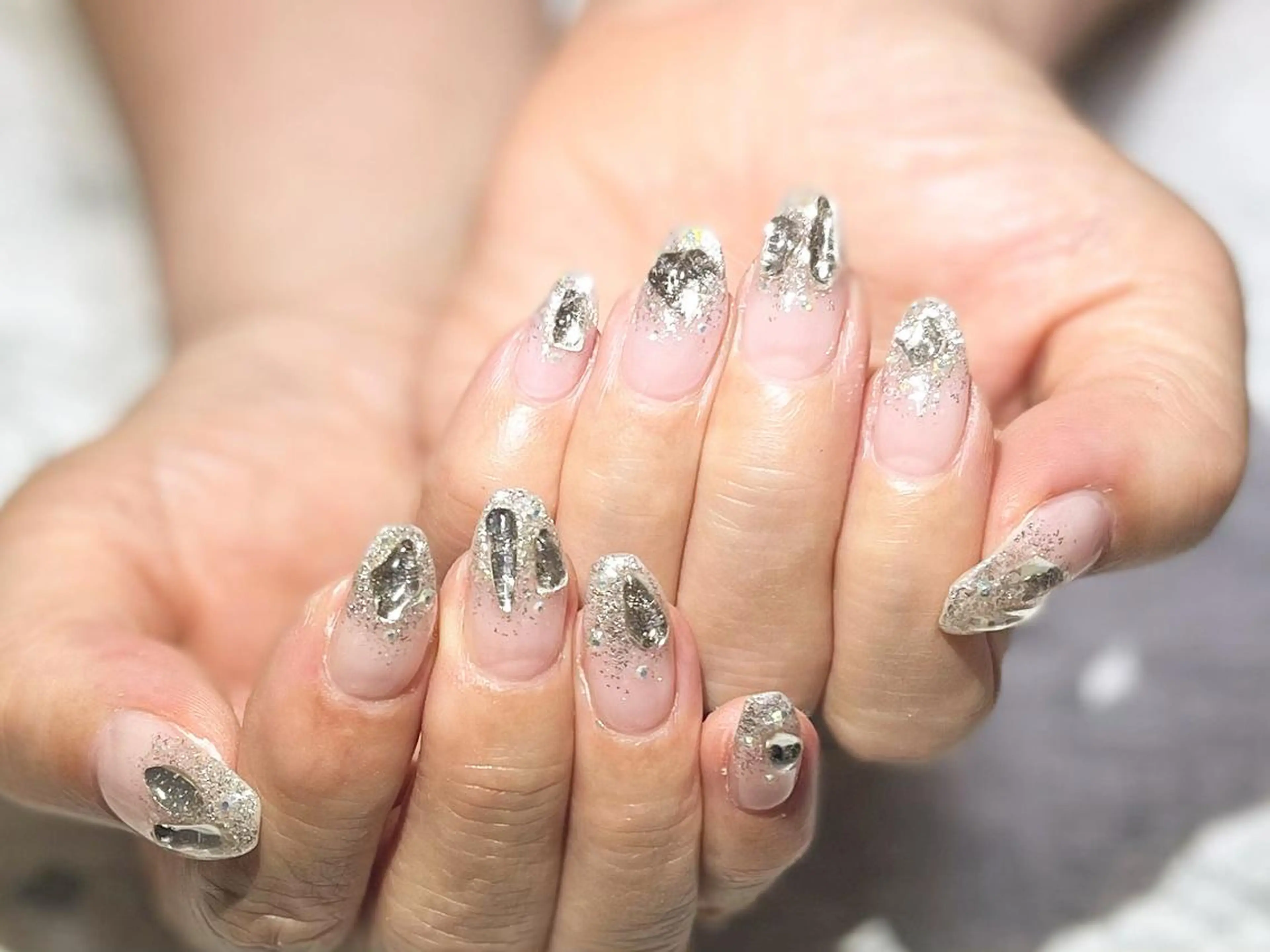 ネイル フットネイル ラメ(グリッター) ニュアンスネイル シンプルネイル 春ネイル ネイル フフラ所属・nail fufla ♡yamane♡のネイルデザイン