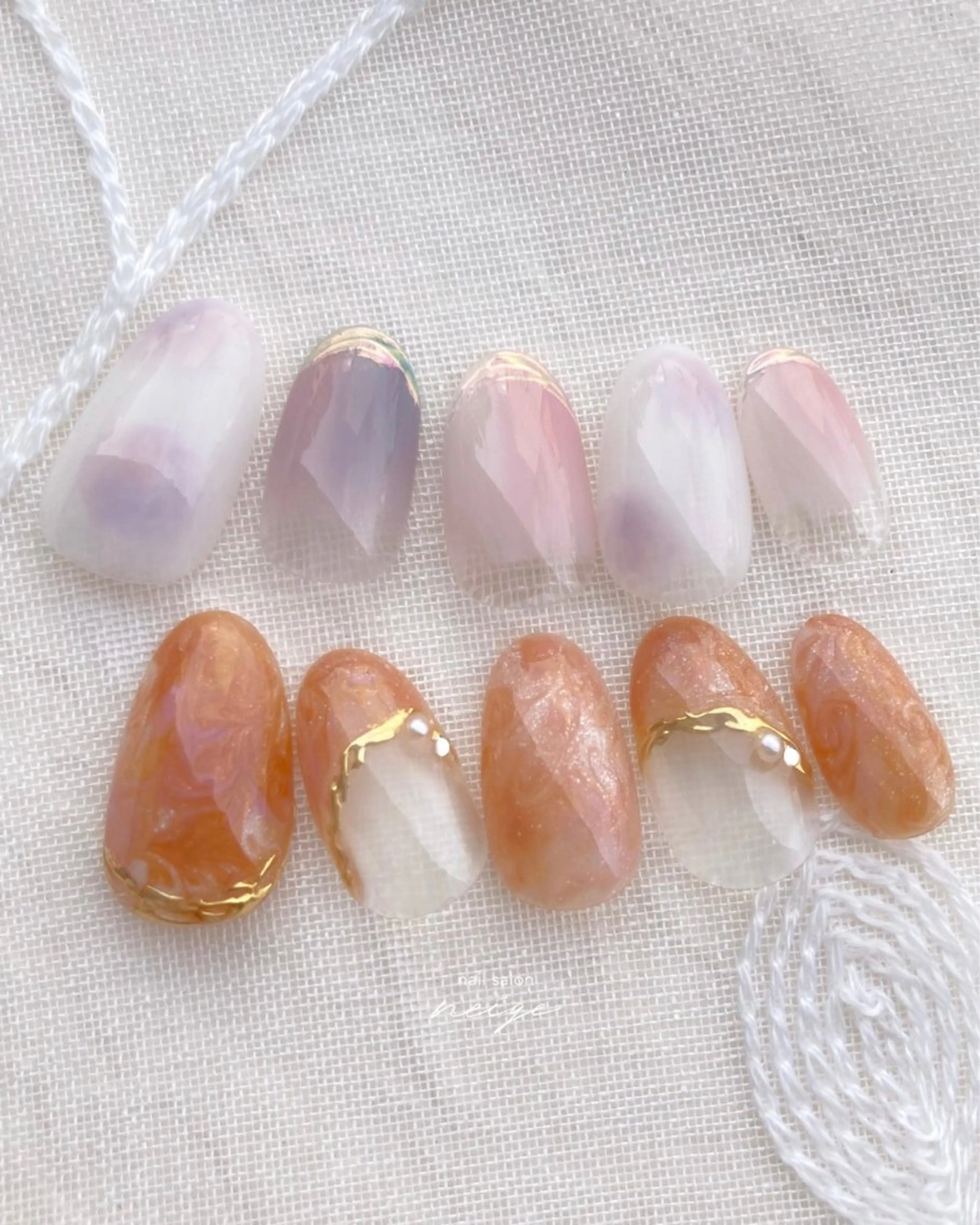 ネイル ニュアンスネイル オレンジ nail salon neige所属・ジェムネイル Risa.のネイルデザイン