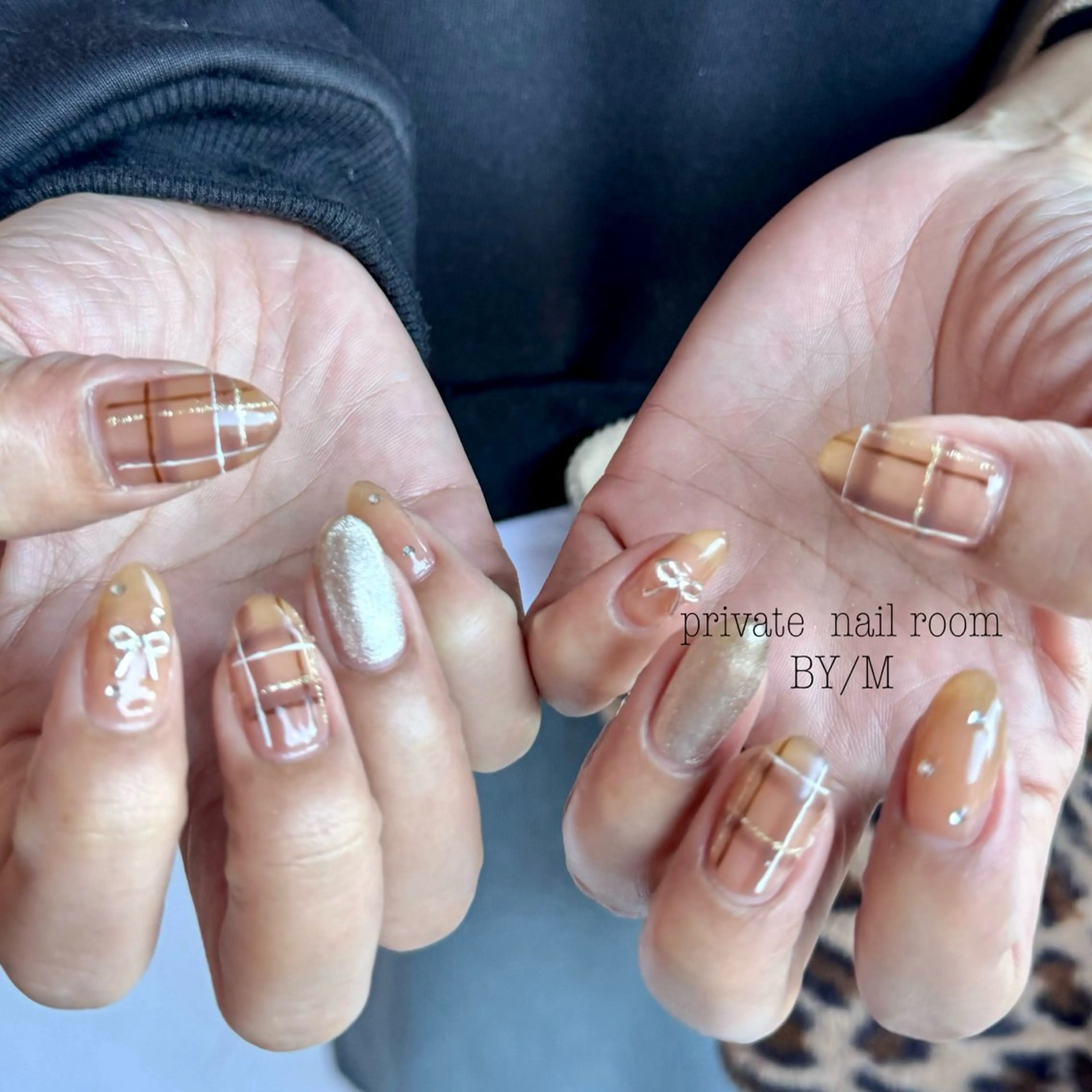 ネイル 持ち込み リボン ハンドネイル BY / Mのネイルデザイン