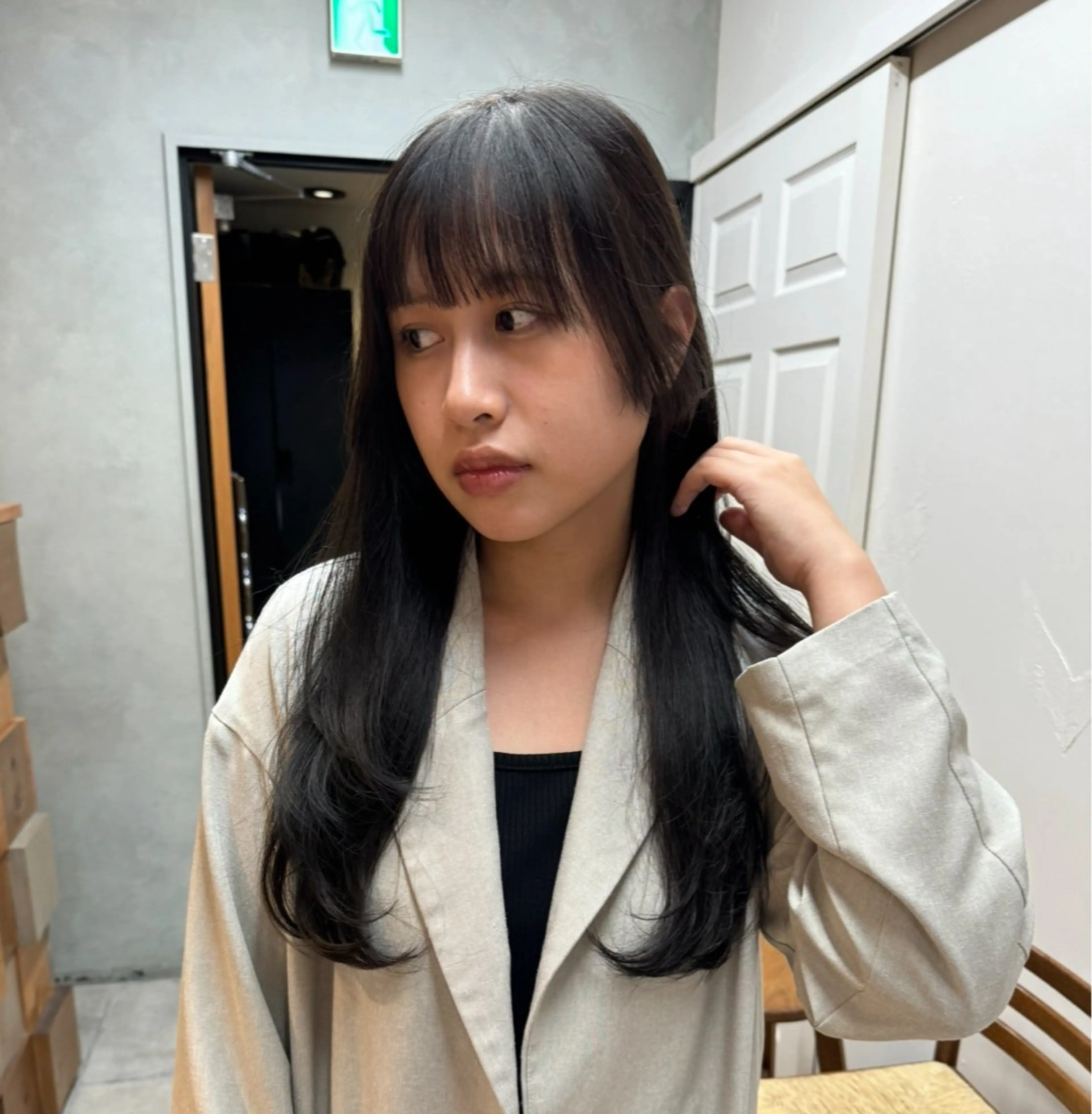 ロング カラー オリーブカラー レイヤーカット カット ヘアカラー ショート/ボブ 透明感カラー☆akoのヘアスタイル