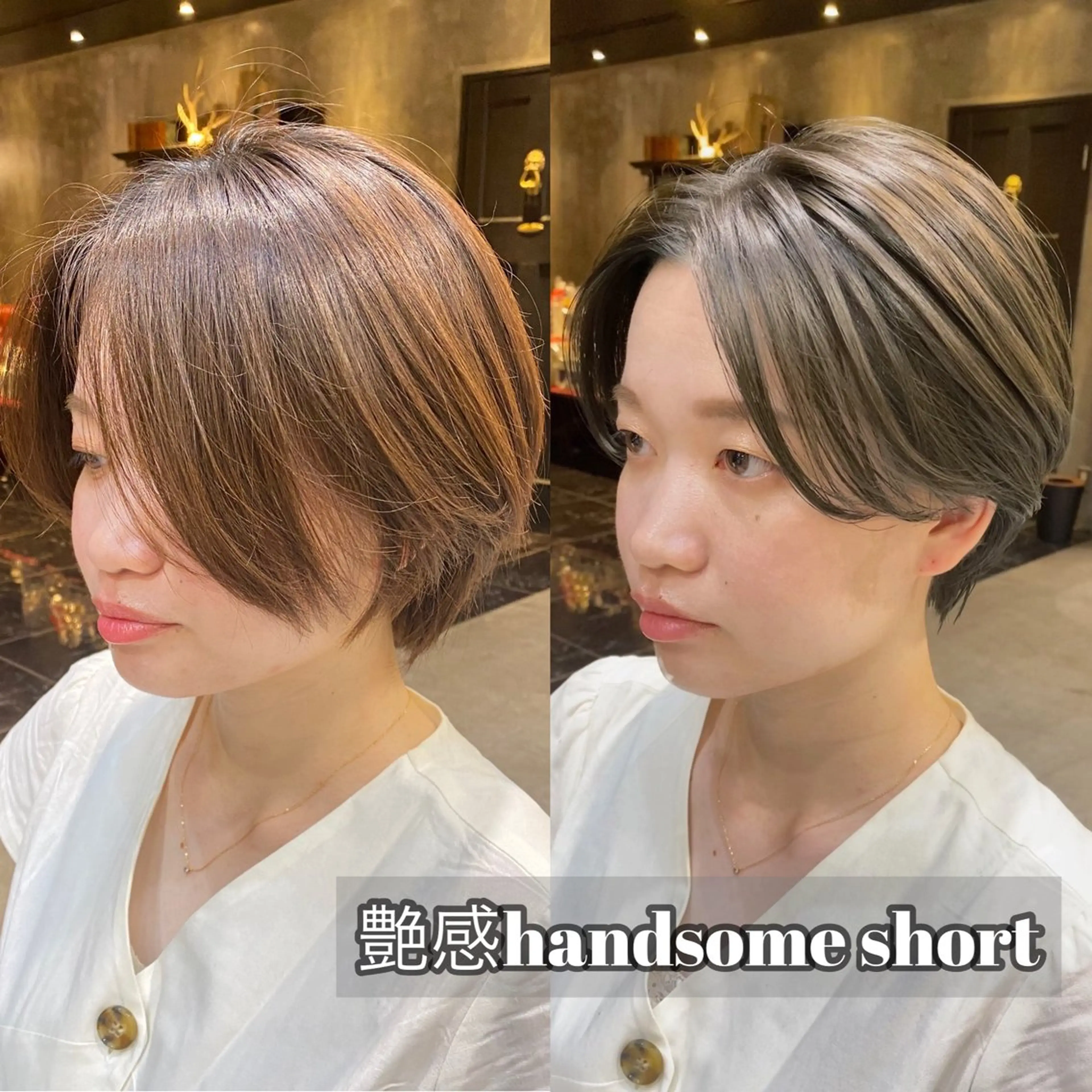 ショート カラー ショートボブ グレージュ カーキグレージュ ボブ ショートヘア ブリーチなしダブル カラー🧸🐺陽介のヘアスタイル