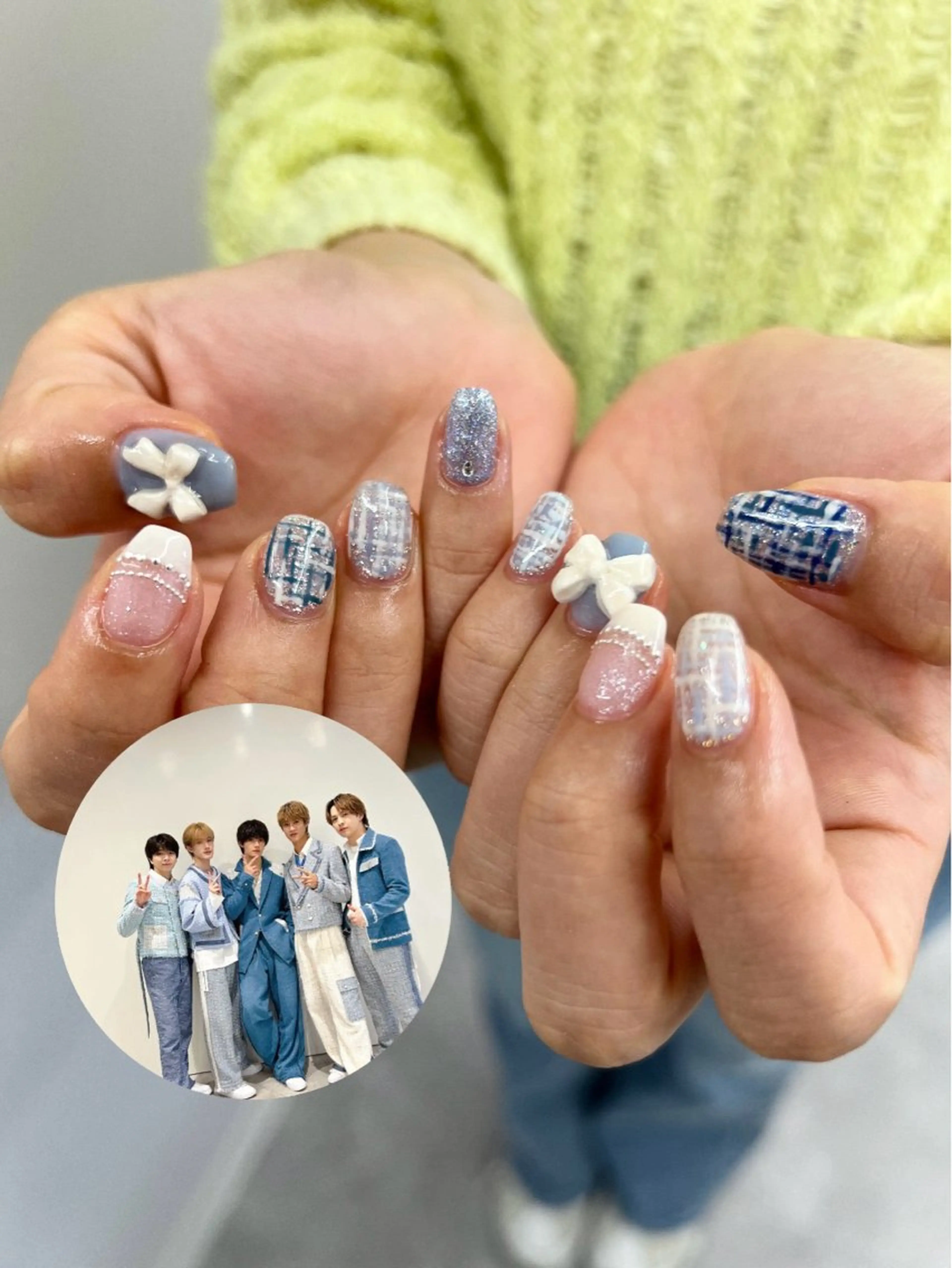 ネイル ブルー フレンチネイル ジェルネイル 韓国ネイル パラジェル ハンドネイル ハンドケア Bana_ Nailのネイルデザイン