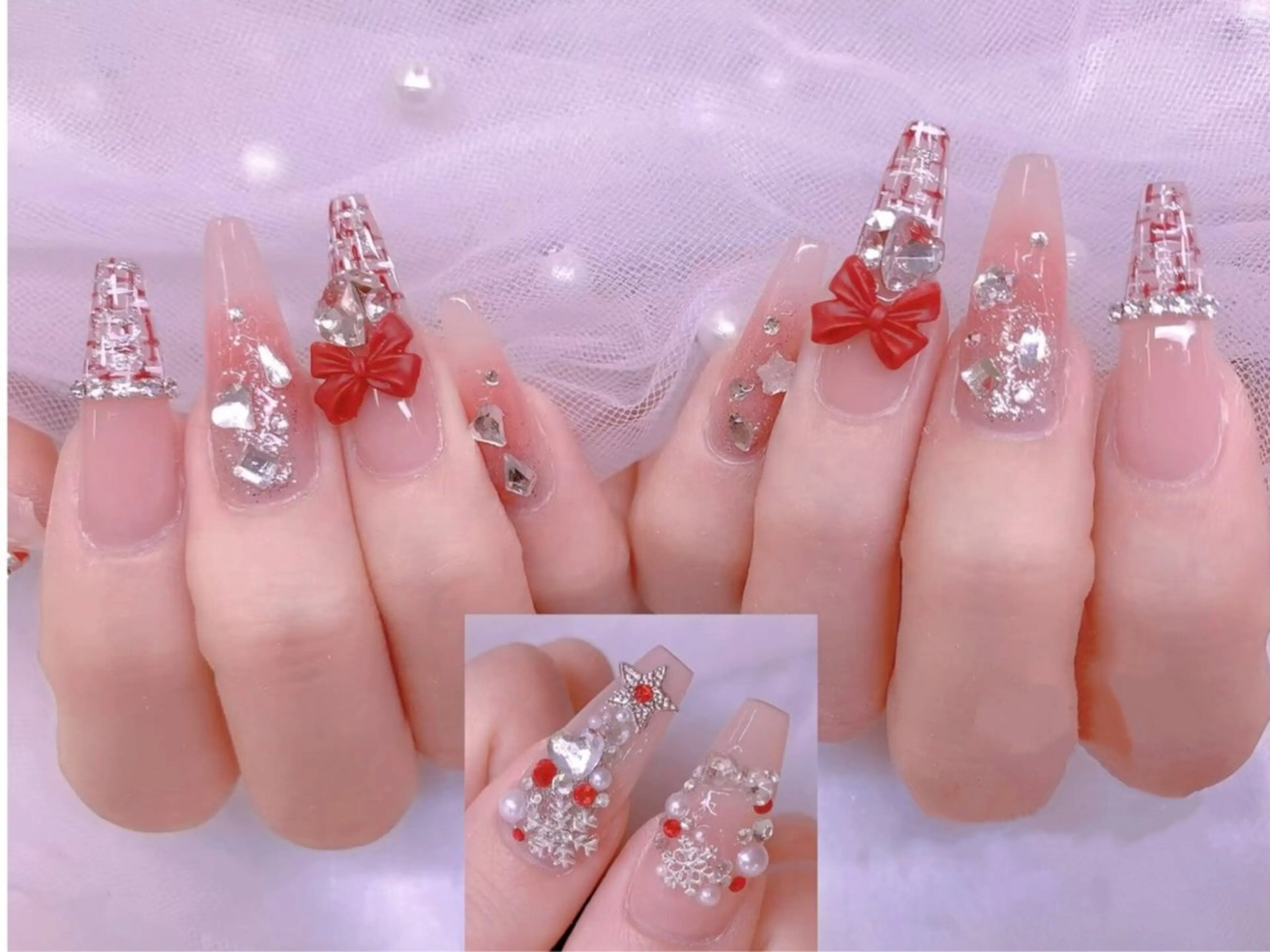 ネイル アートネイル チークネイル 長さ出し フラワーネイル ジェルネイル ハンドネイル ハンドケア YK Beauty Salonのマツエク・マツパデザイン