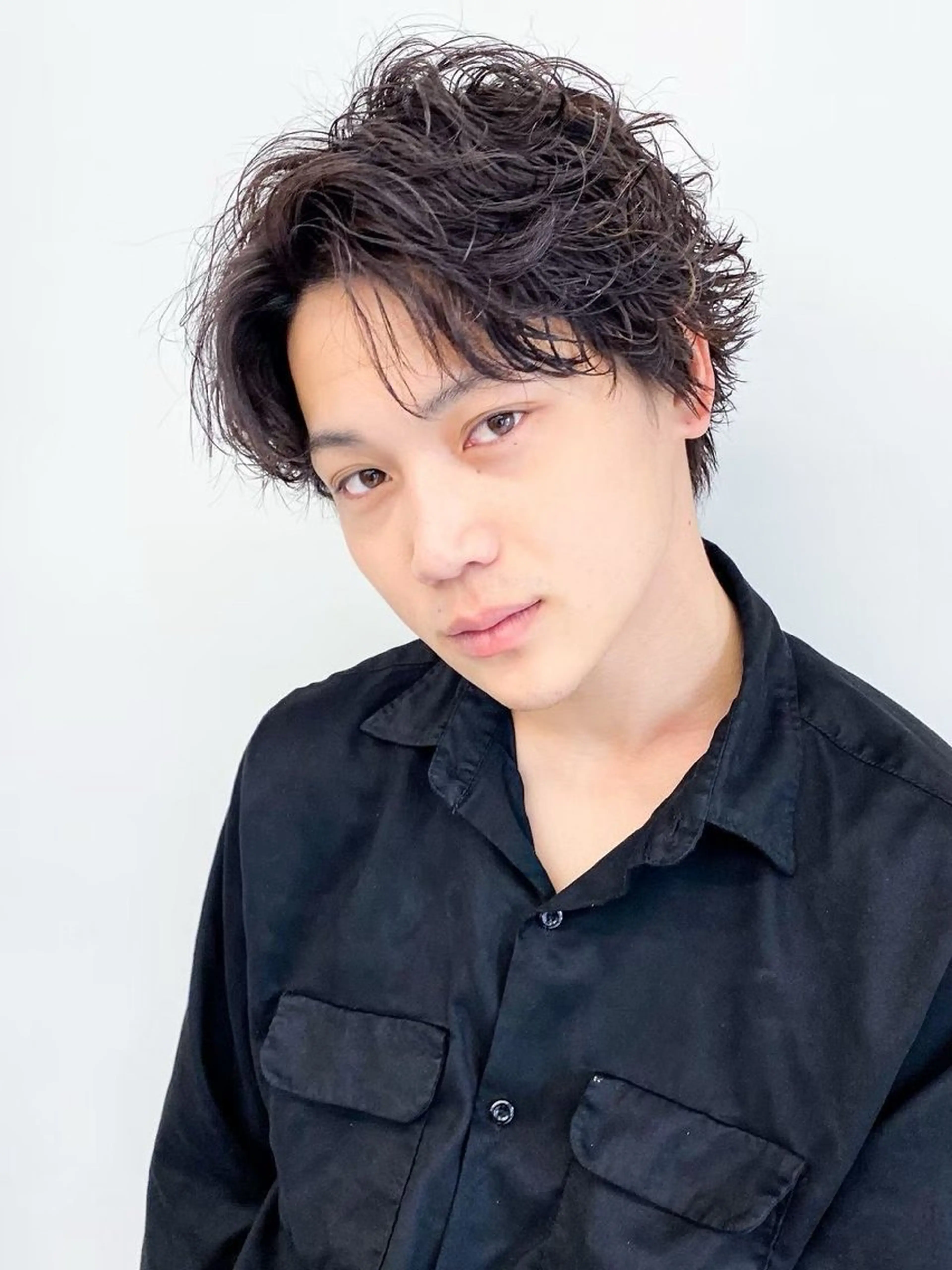 ミディアム パーマ メンズ カット パーマ 大場 優弥のヘアスタイル