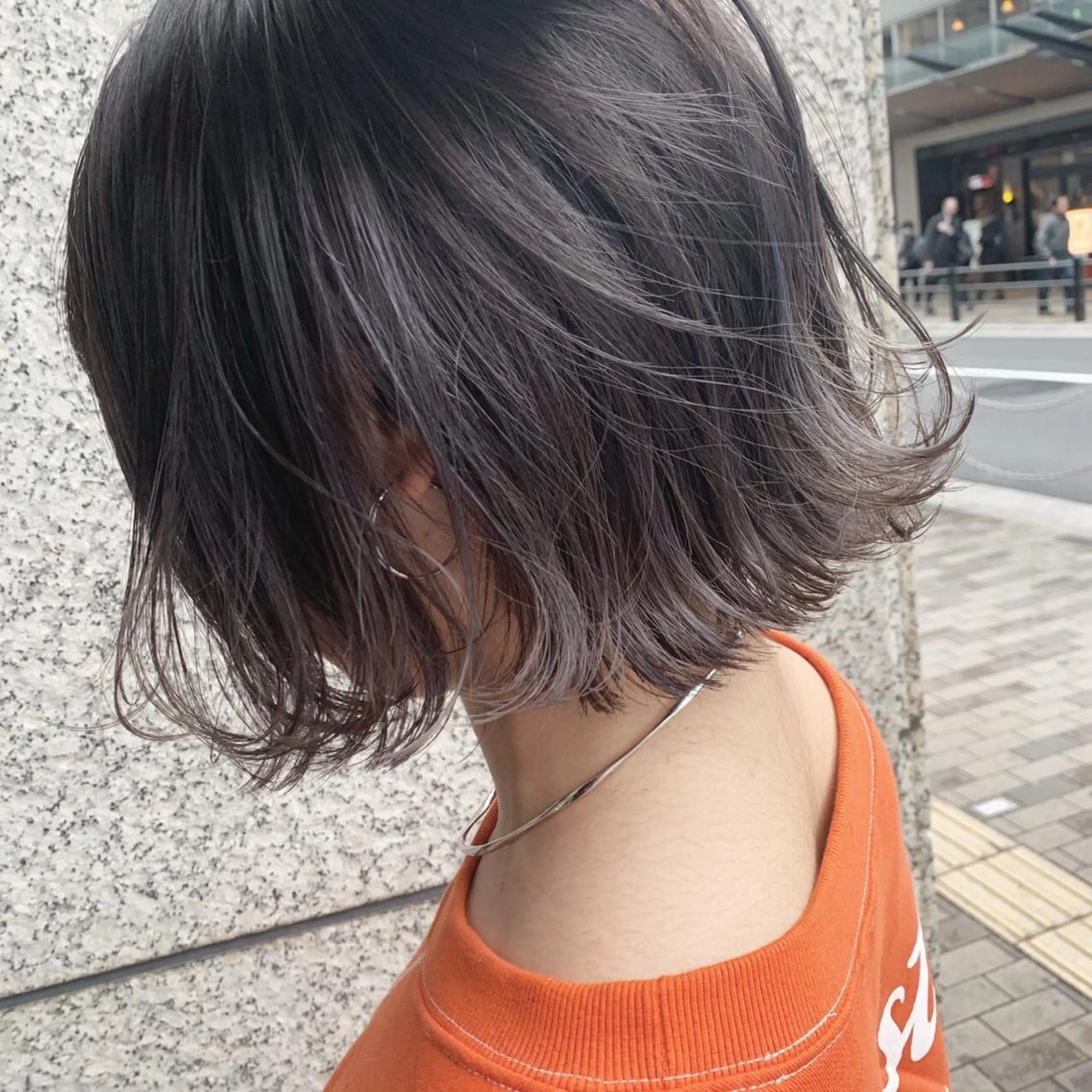 ショート カラー ヘアアレンジ キッズ アディクシーカラー バレイヤージュ ミストバング ベージュカラー 黒髪 カラー特化サロン梅田 Eir茶屋町/山下のヘアスタイル