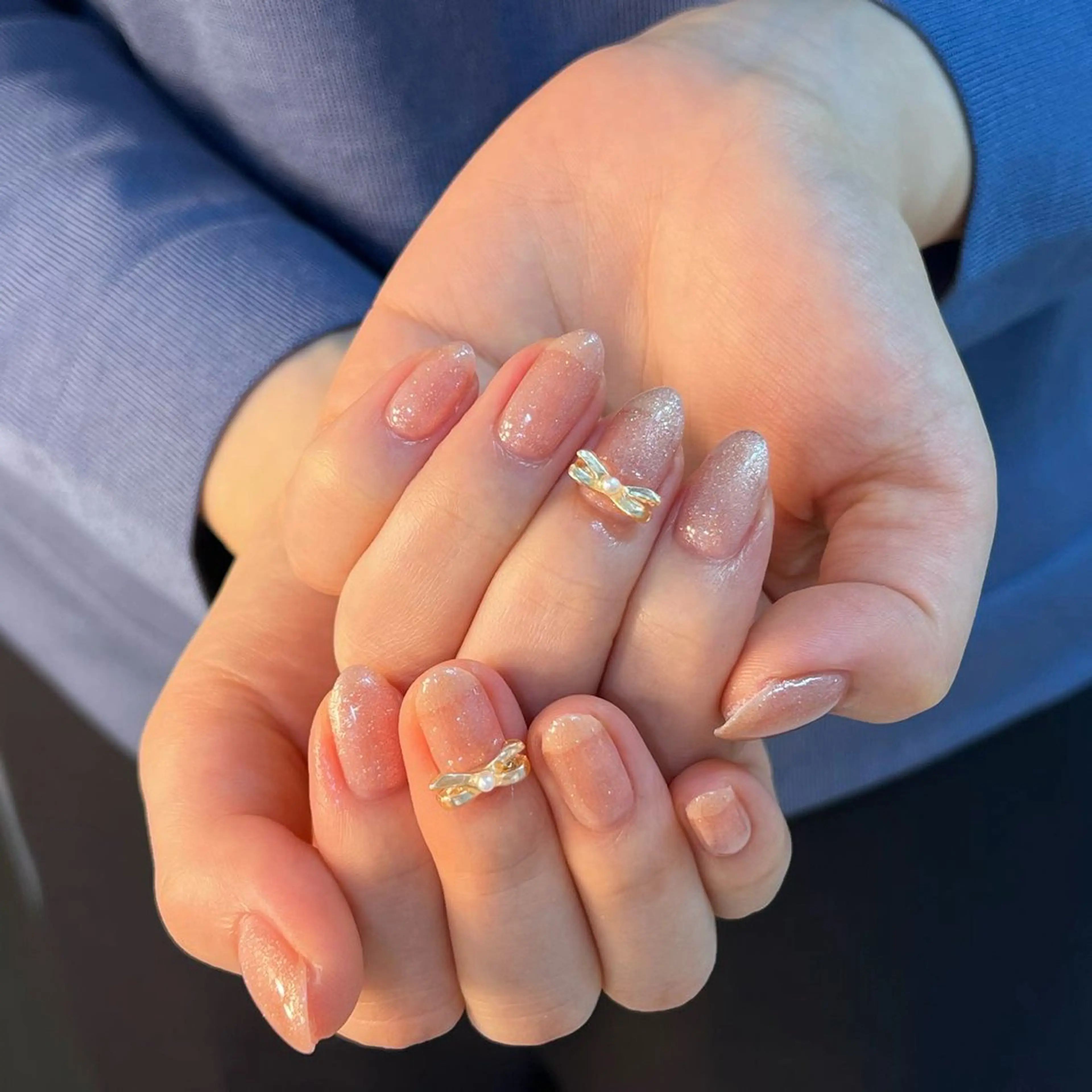 ネイル ワンカラーネイル リボン シンプルネイル ハンドネイル L&Y Nail salonのネイルデザイン