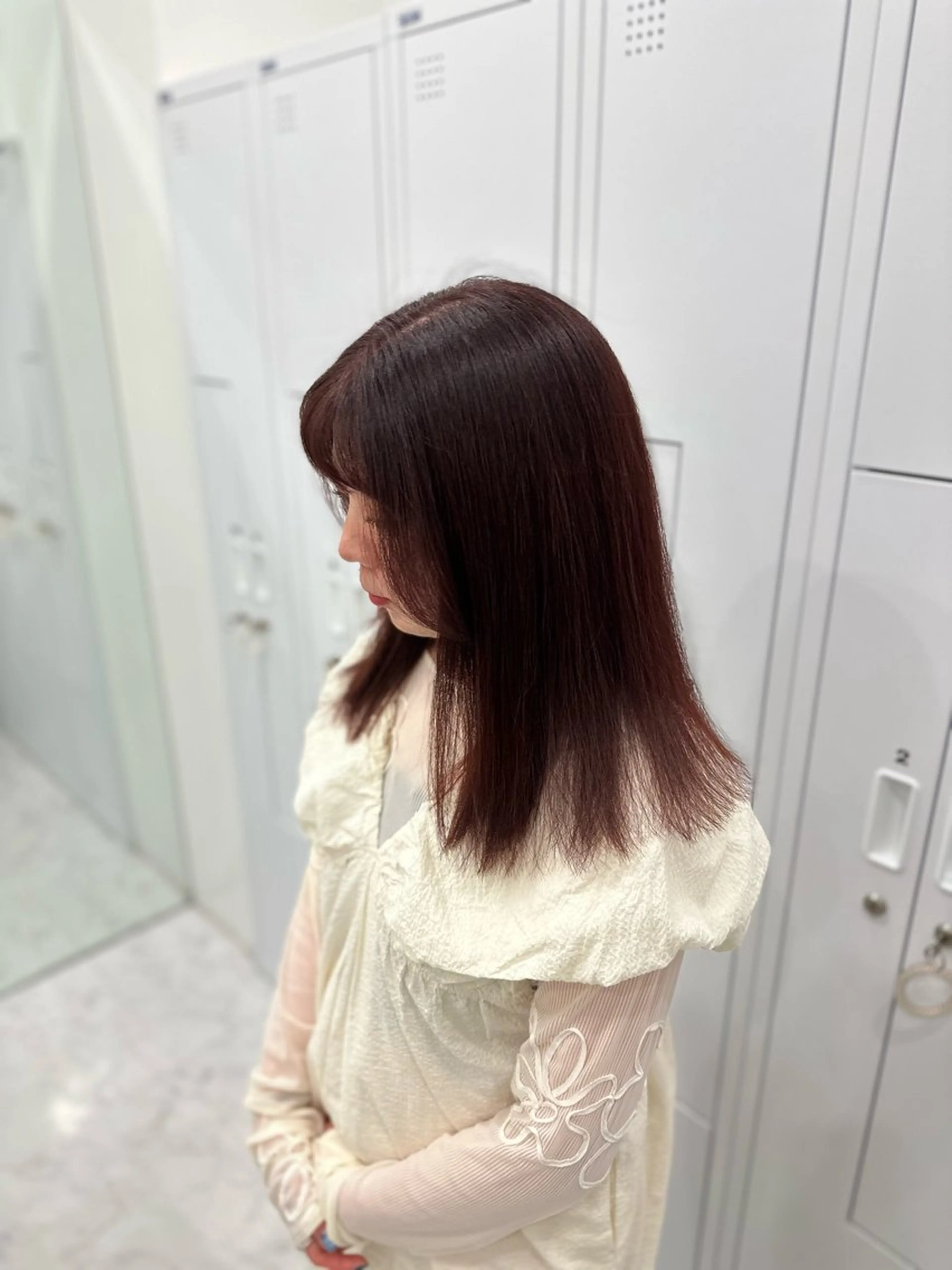 カラー 透明感カラー レッドカラー ヘアカラー トリートメント ヘアセット 秋永 鈴のヘアスタイル