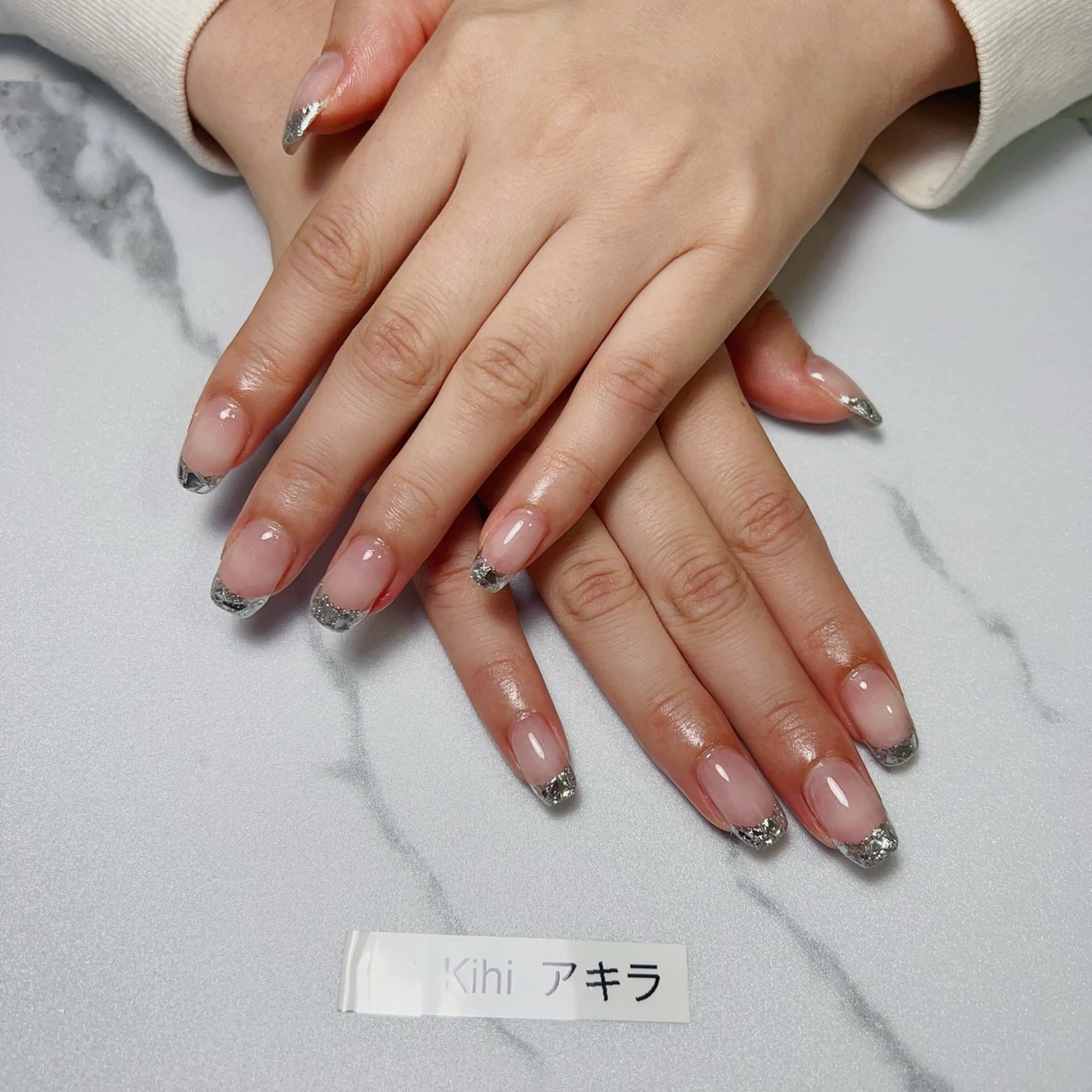 ネイル フレンチネイル ガラスフレンチ ハンドネイル 久保田 マリコのネイルデザイン