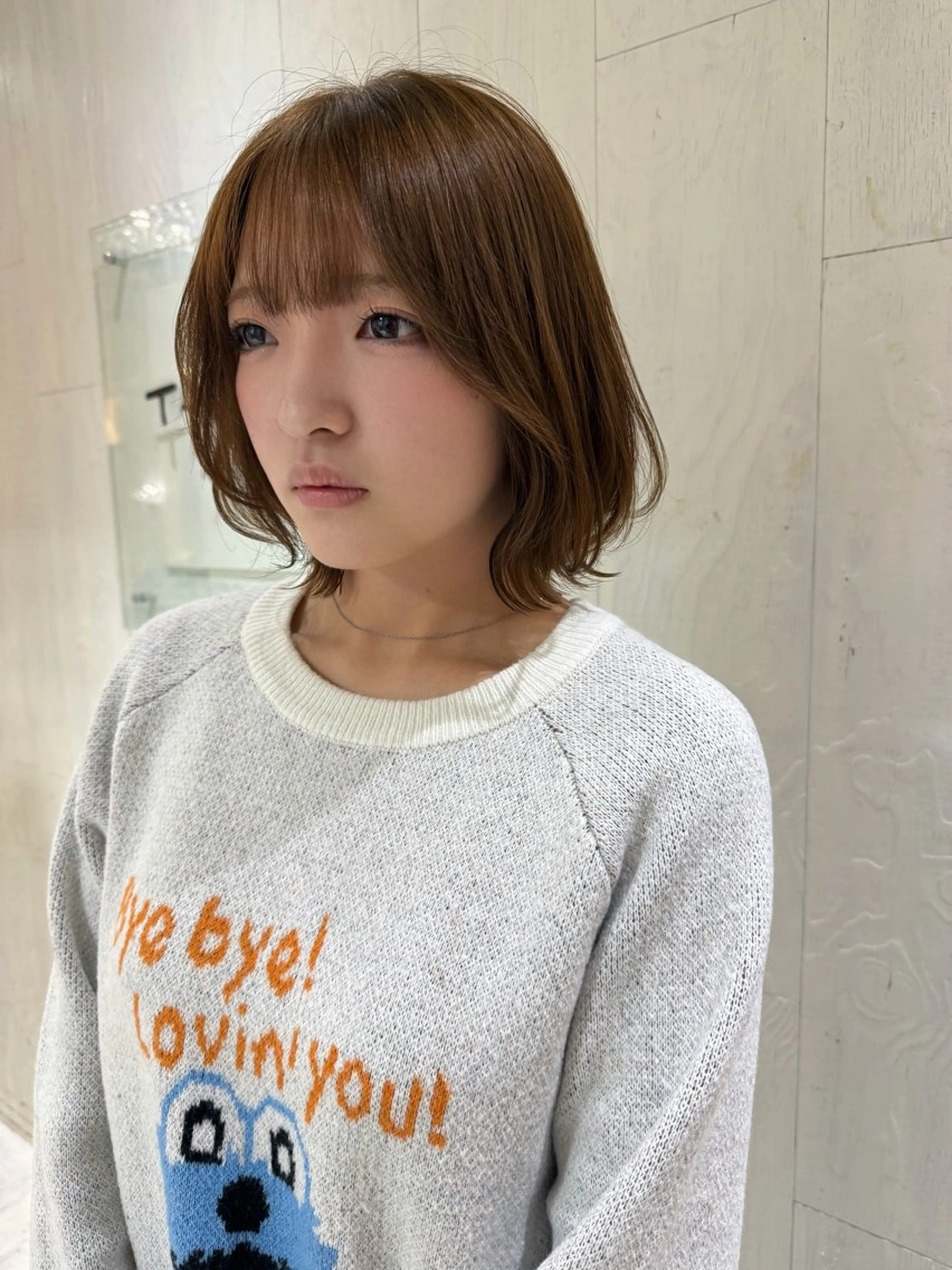 ミディアム カラー 顔まわりレイヤー 顔周りカット レイヤーカット カット ヘアカラー トリートメント 河合秀明/ショート /ボブ/レイヤーのヘアスタイル