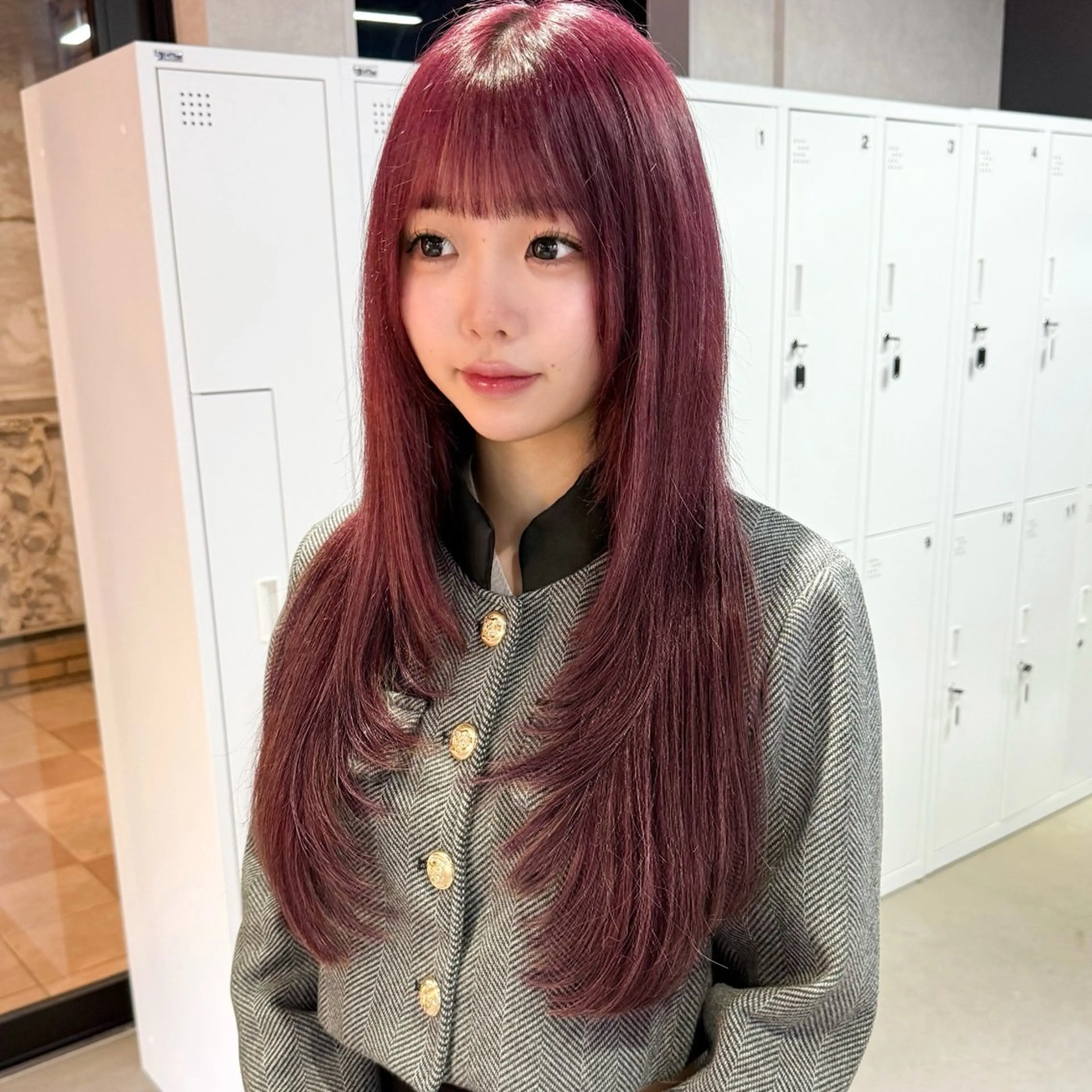 ロング カラー ラベンダーカラー ピンクカラー ピンクラベンダー レイヤーカット ヘアカラー トリートメント レイヤー/暖色/ ミルクティー/マリアのヘアスタイル
