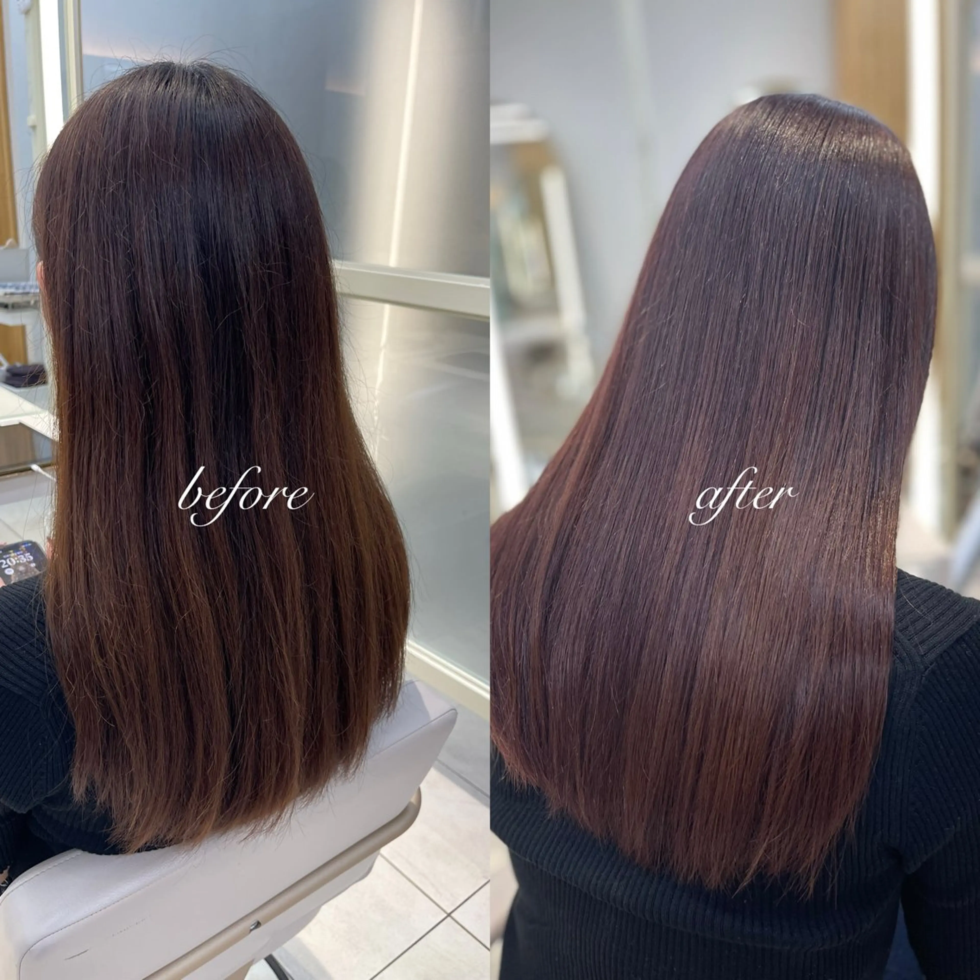 セミロング ヘアカラー 髪質改善 /艶カラー　怜央のヘアスタイル