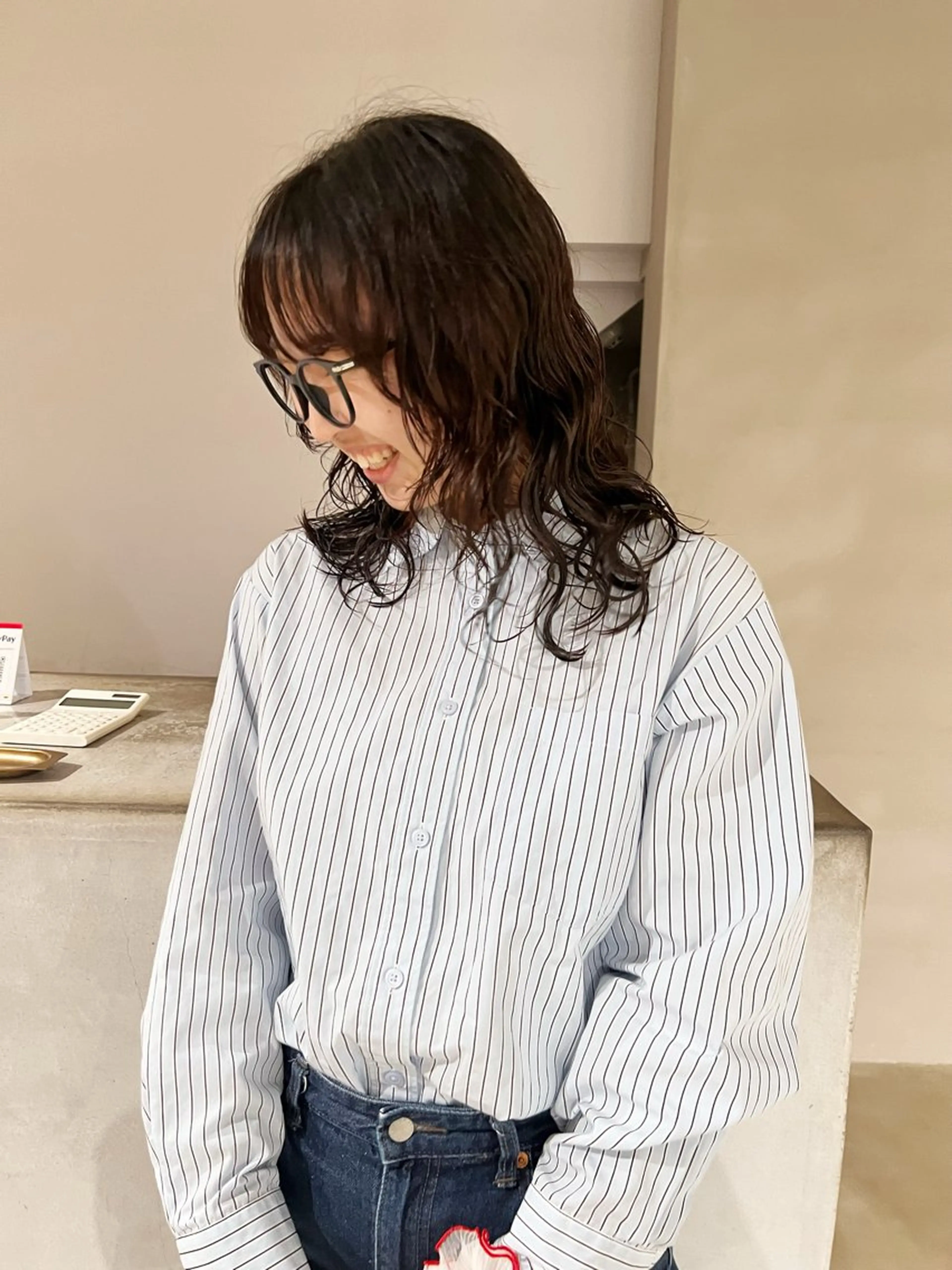 セミロング パーマ セミロングパーマ レイヤーカット パーマ ホリバ ユカのヘアスタイル