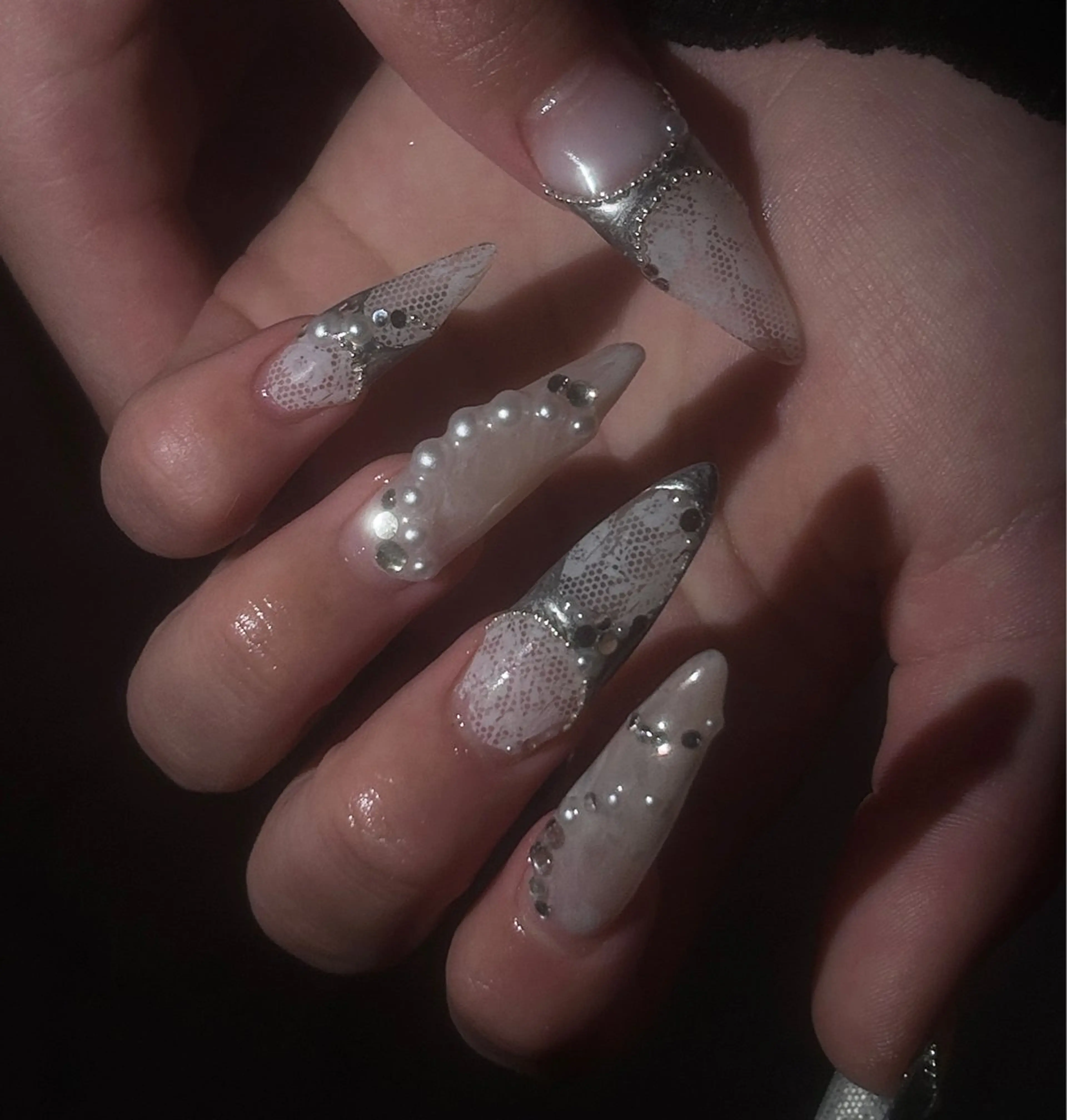 ネイル レース 春ネイル ハンドネイル icy,nail ユリアのネイルデザイン