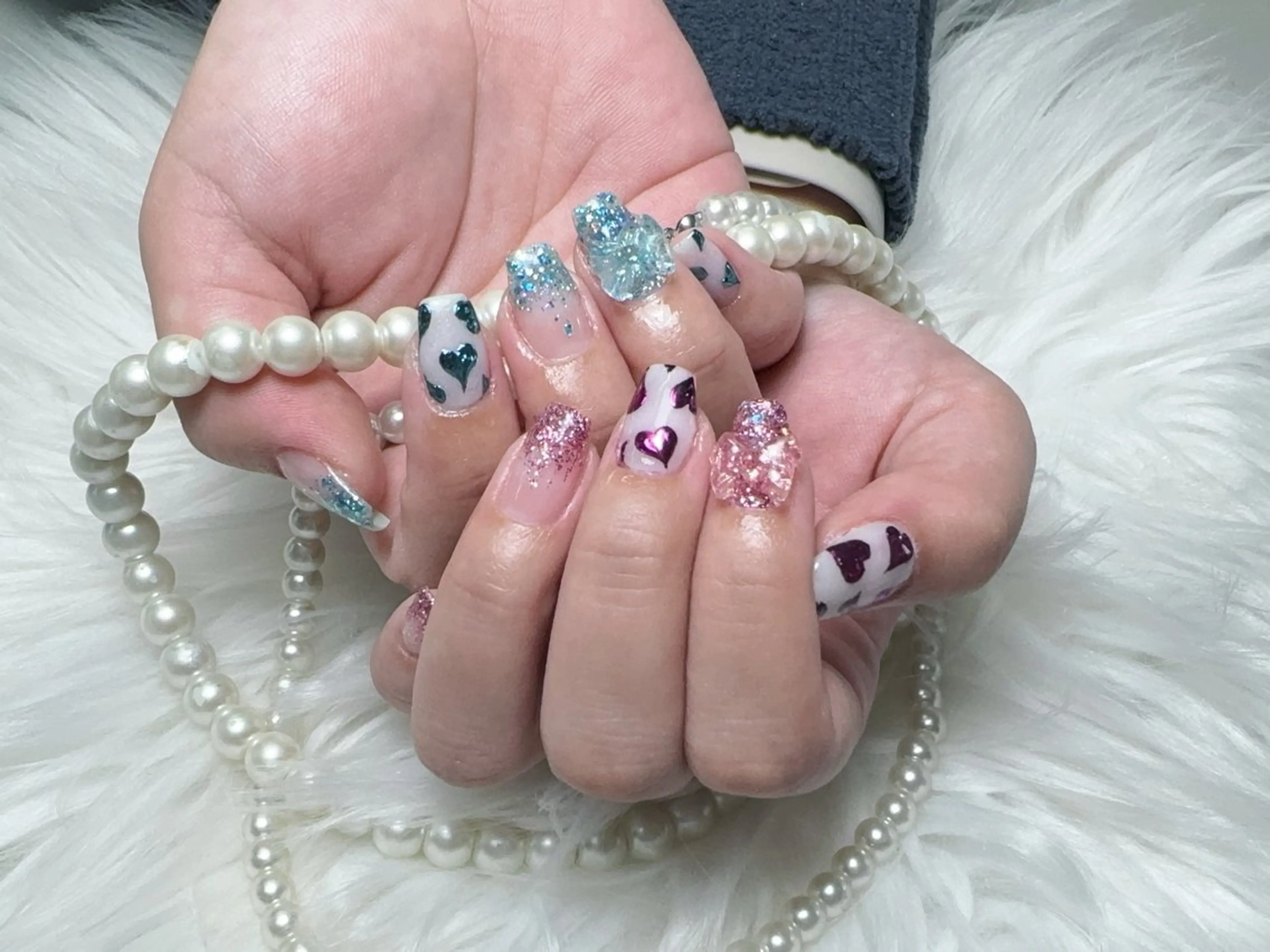 ネイル 長さ出し フレンチネイル ジェルネイル ガラスフレンチ 韓国ネイル ハンドネイル ハンドケア For U nail スカルプ専門店のネイルデザイン