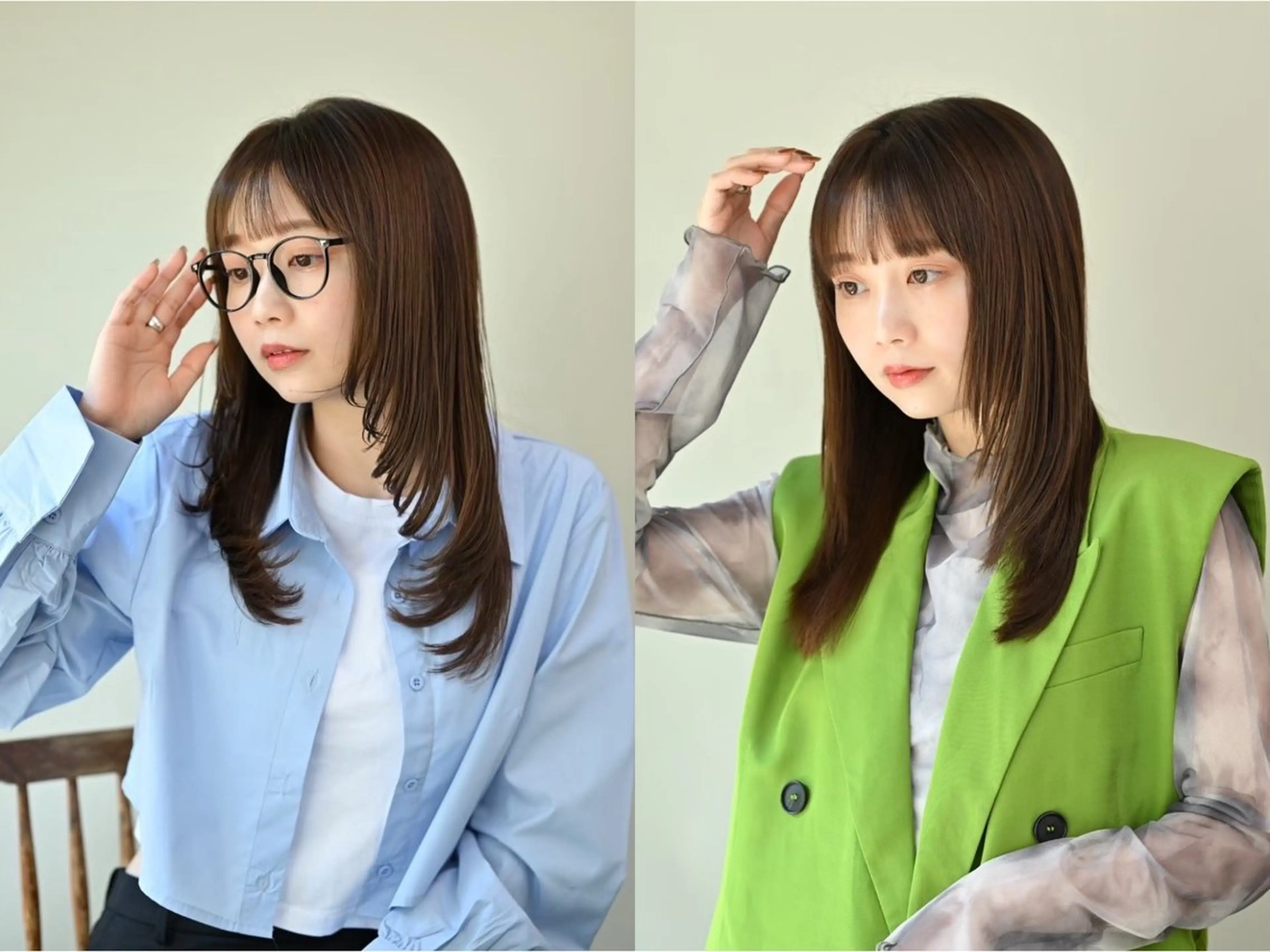セミロング カラー ヘアカラー トリートメント 髪質改善カラー ベージュ🤎YUMEのヘアスタイル