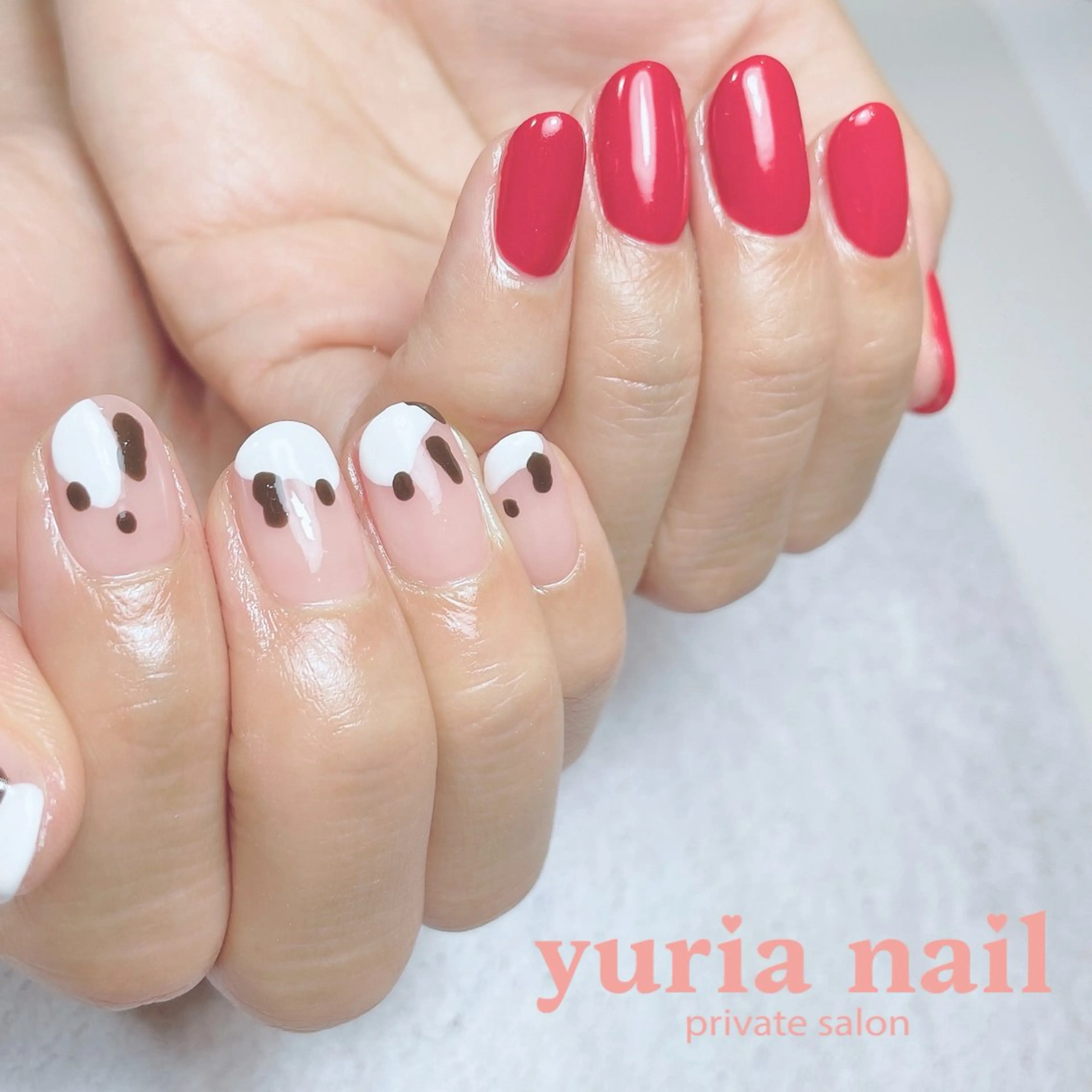 ネイル ジェルネイル 持ち込み 赤色 ハンドネイル 小林 ゆりあのネイルデザイン
