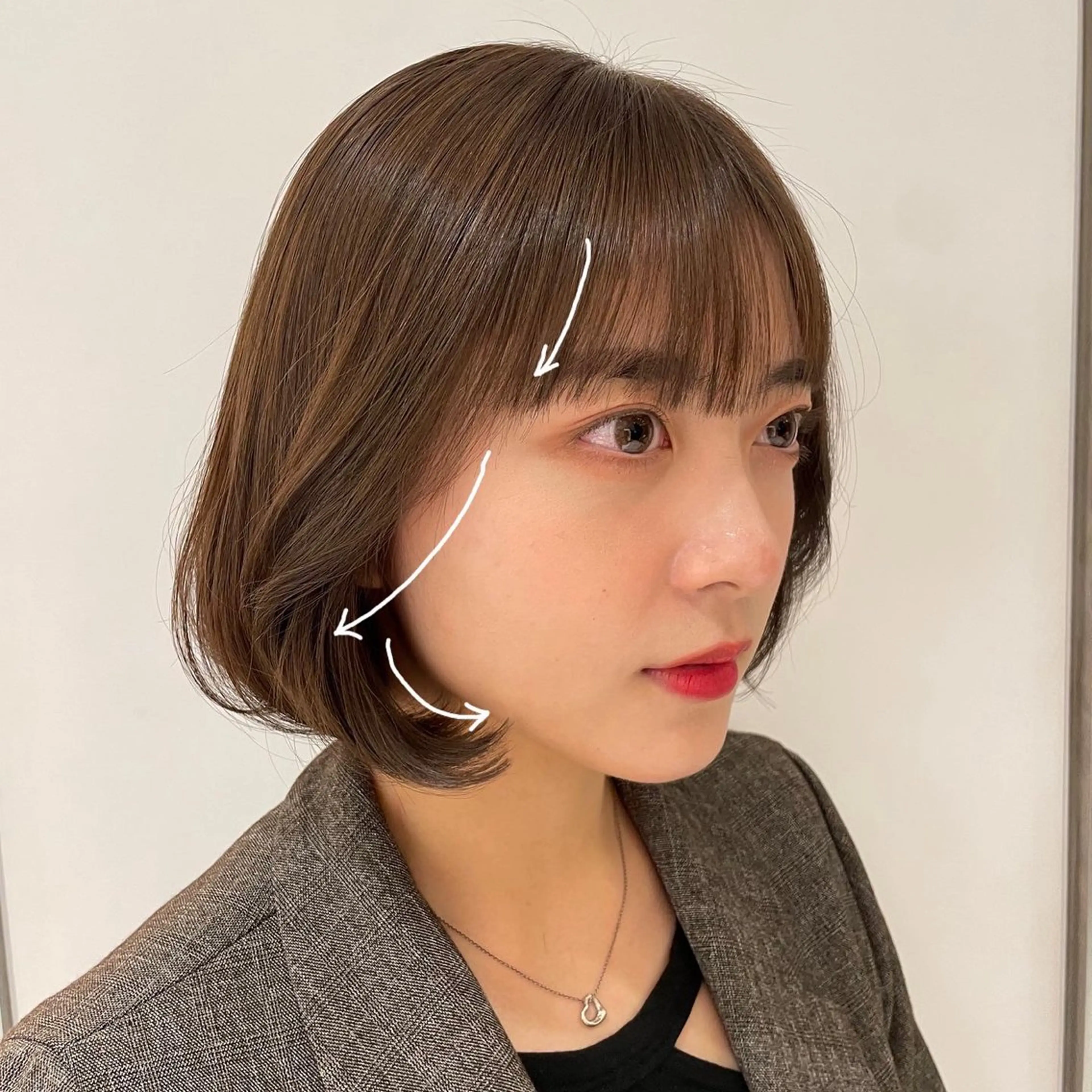 ミディアム カラー パーマ カット パーマ 垢抜けヘア 韓国ヘア銀座近下菜央のヘアスタイル