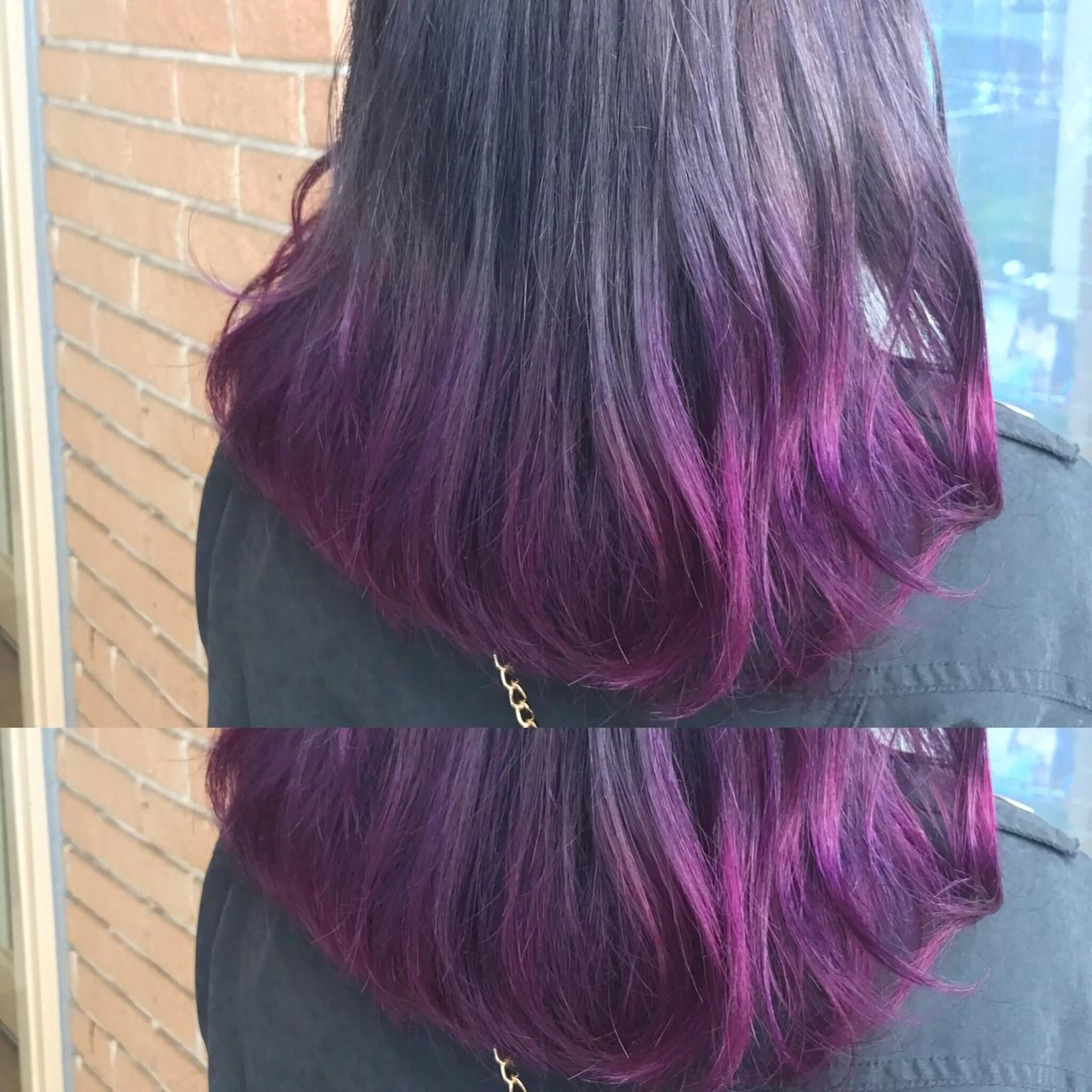 ミディアム カラー ダブルカラー ハイライトカラー パープルカラー ハイライト 高比良 剛のヘアスタイル