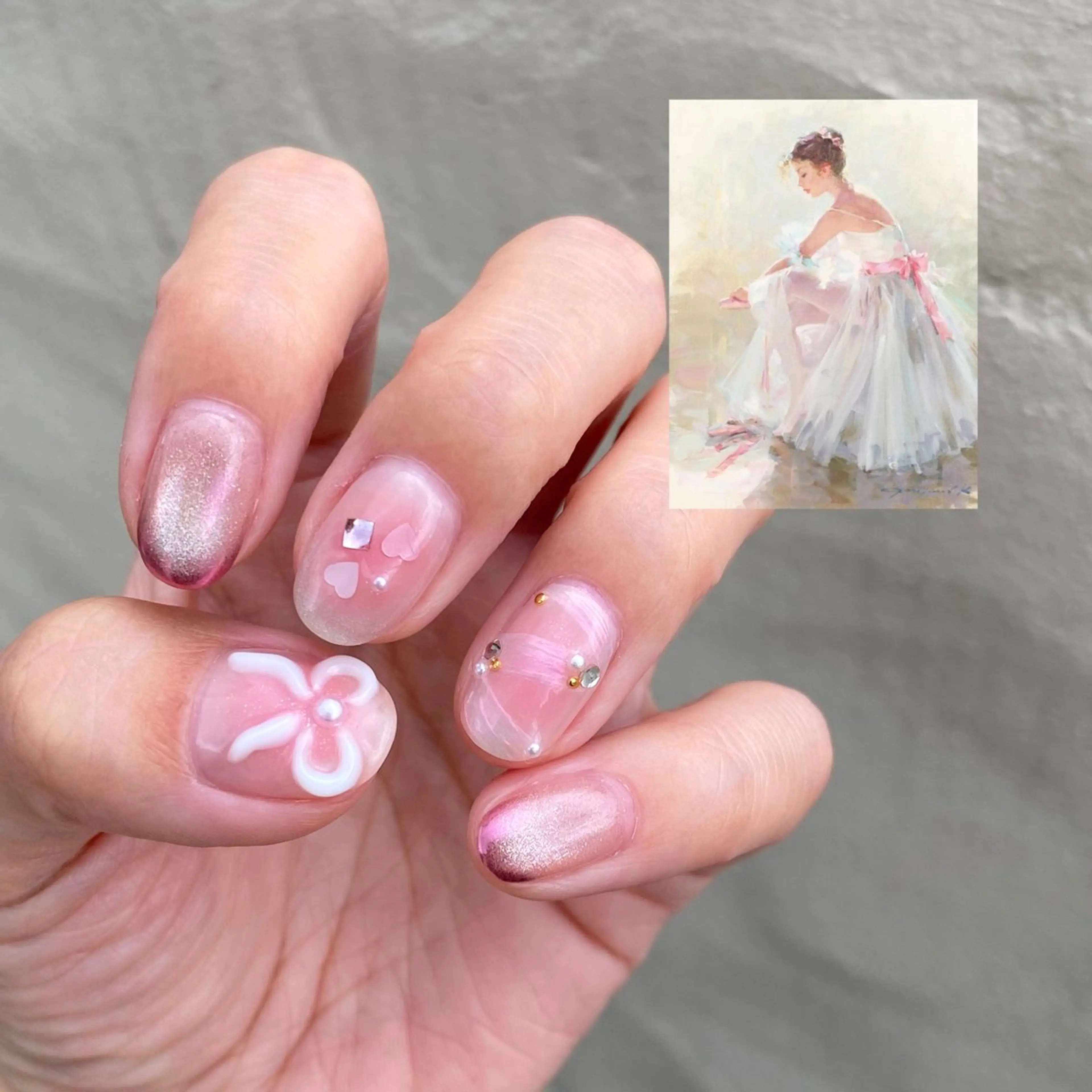 ネイル ピンク soleil所属・舞鶴 奈々美のネイルデザイン