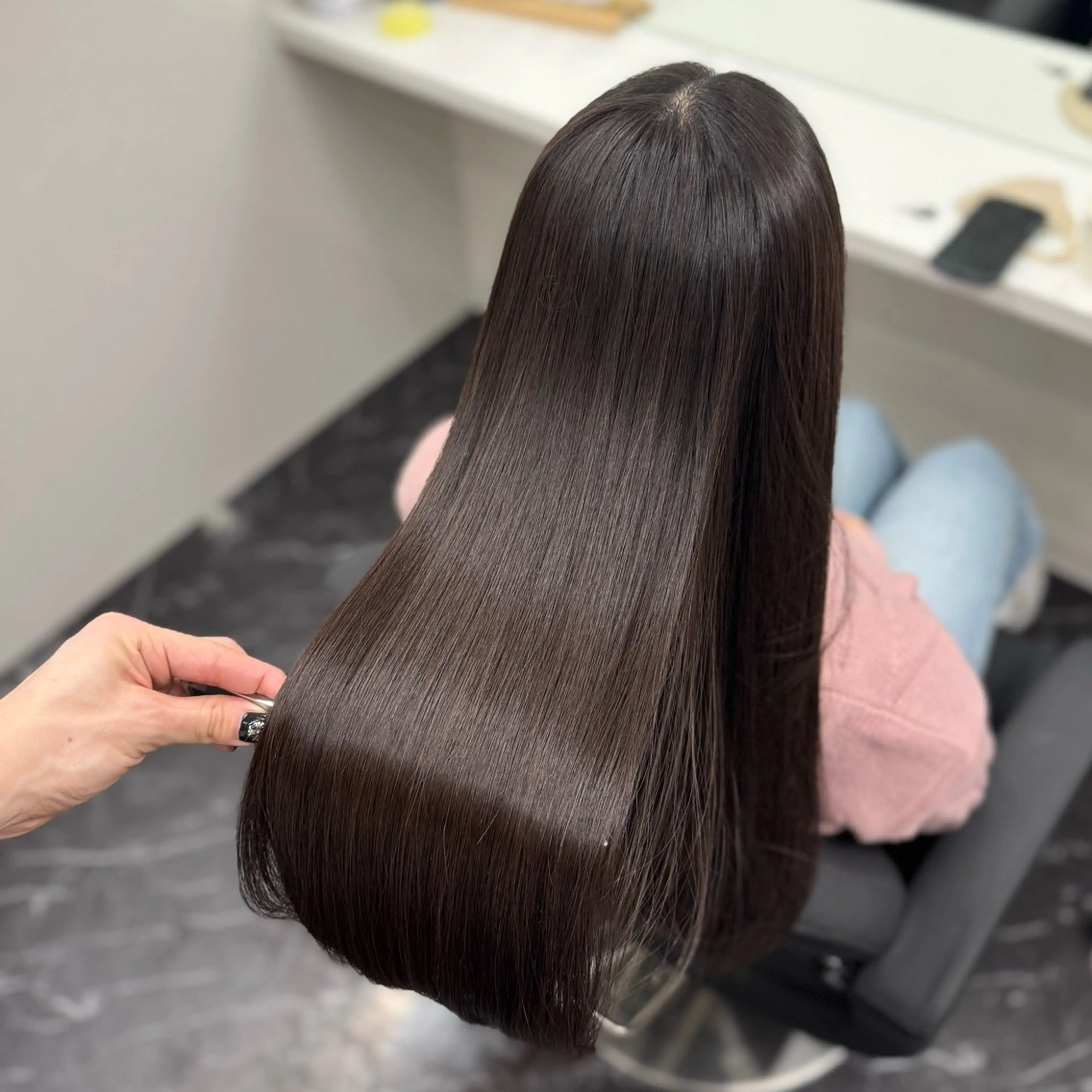 ロング パーマ 髪質改善 韓国風ヘア 縮毛矯正 トリートメント カット 縮毛矯正 トリートメント ブリーチなし Ⅰ 髪質改善カラーのヘアスタイル