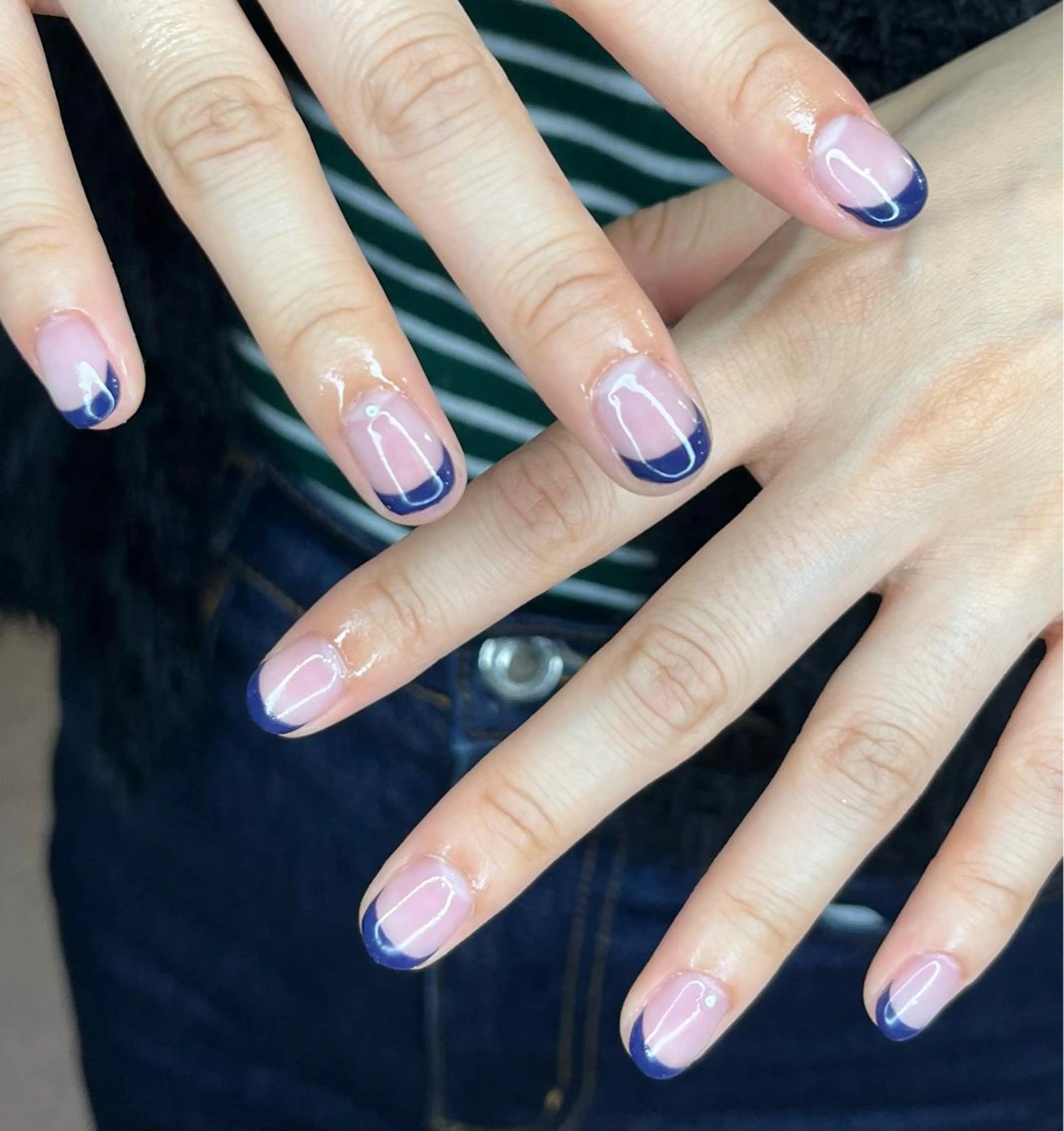 ネイル フレンチネイル ネイビー ハンドネイル Nail Salon　Ｋのネイルデザイン