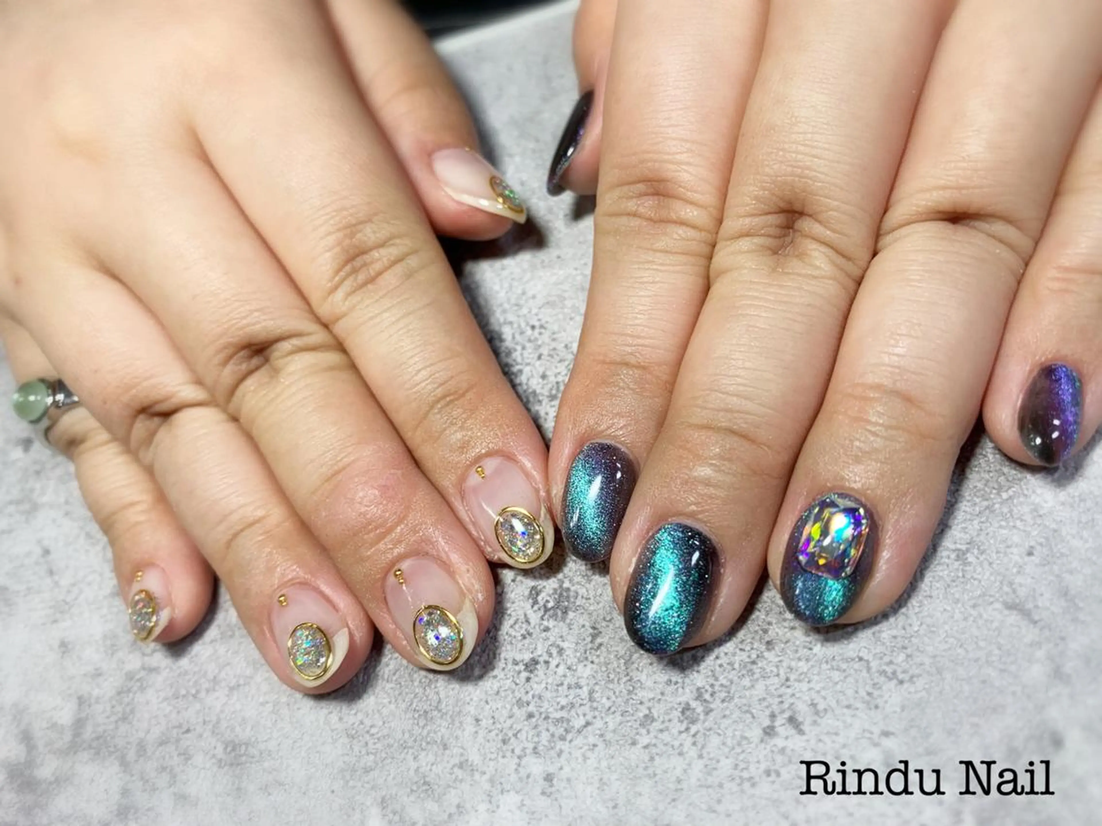ネイル ストーンネイル Rindu Nail 名駅miniのネイルデザイン