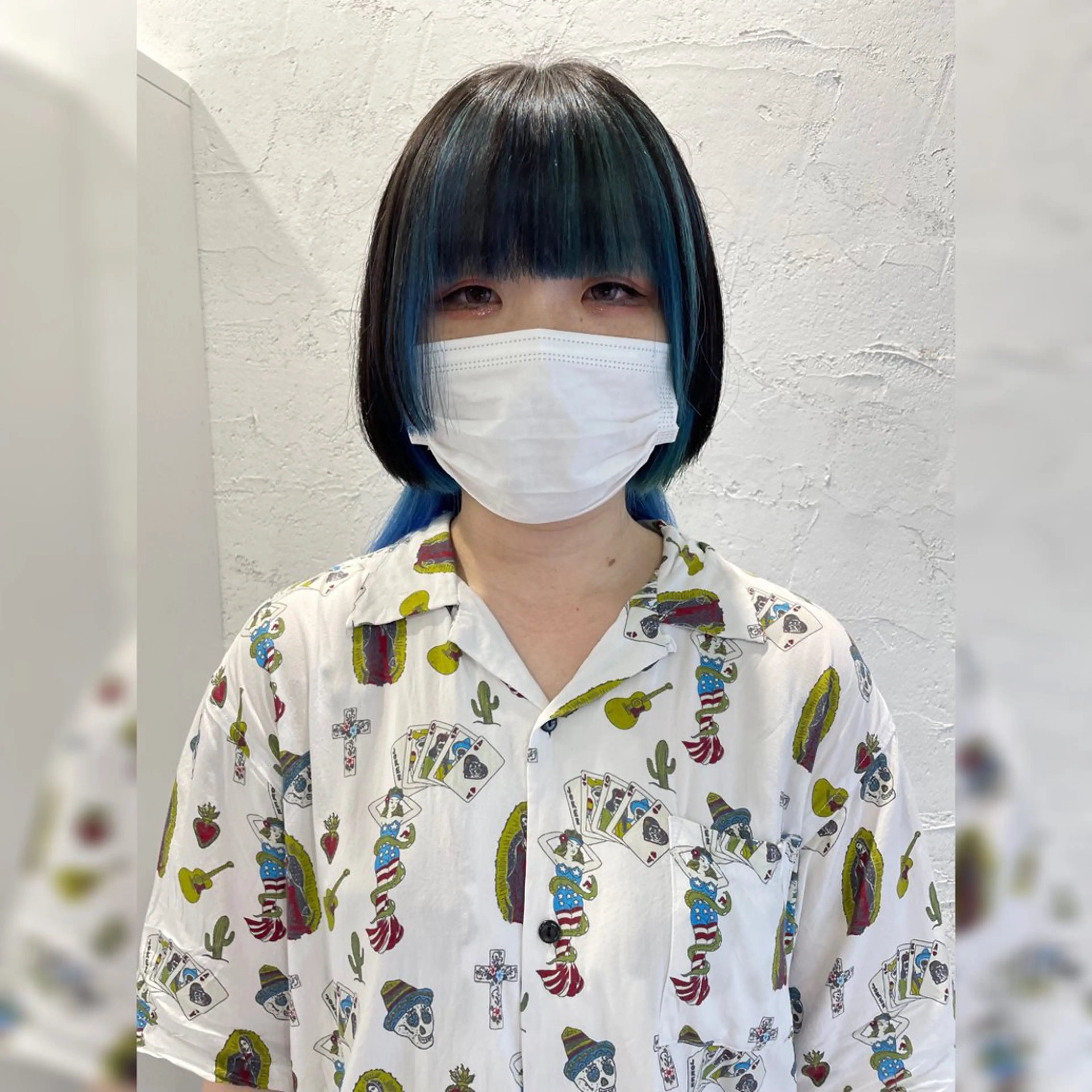 ロング カラー ヘアアレンジ ブリーチ ブルーカラー ケアブリーチ デザインカラー イヤリングカラー ヘアカラー Ali'i men's salon所属・パーマ、カラー特化 園田翔大のヘアスタイル