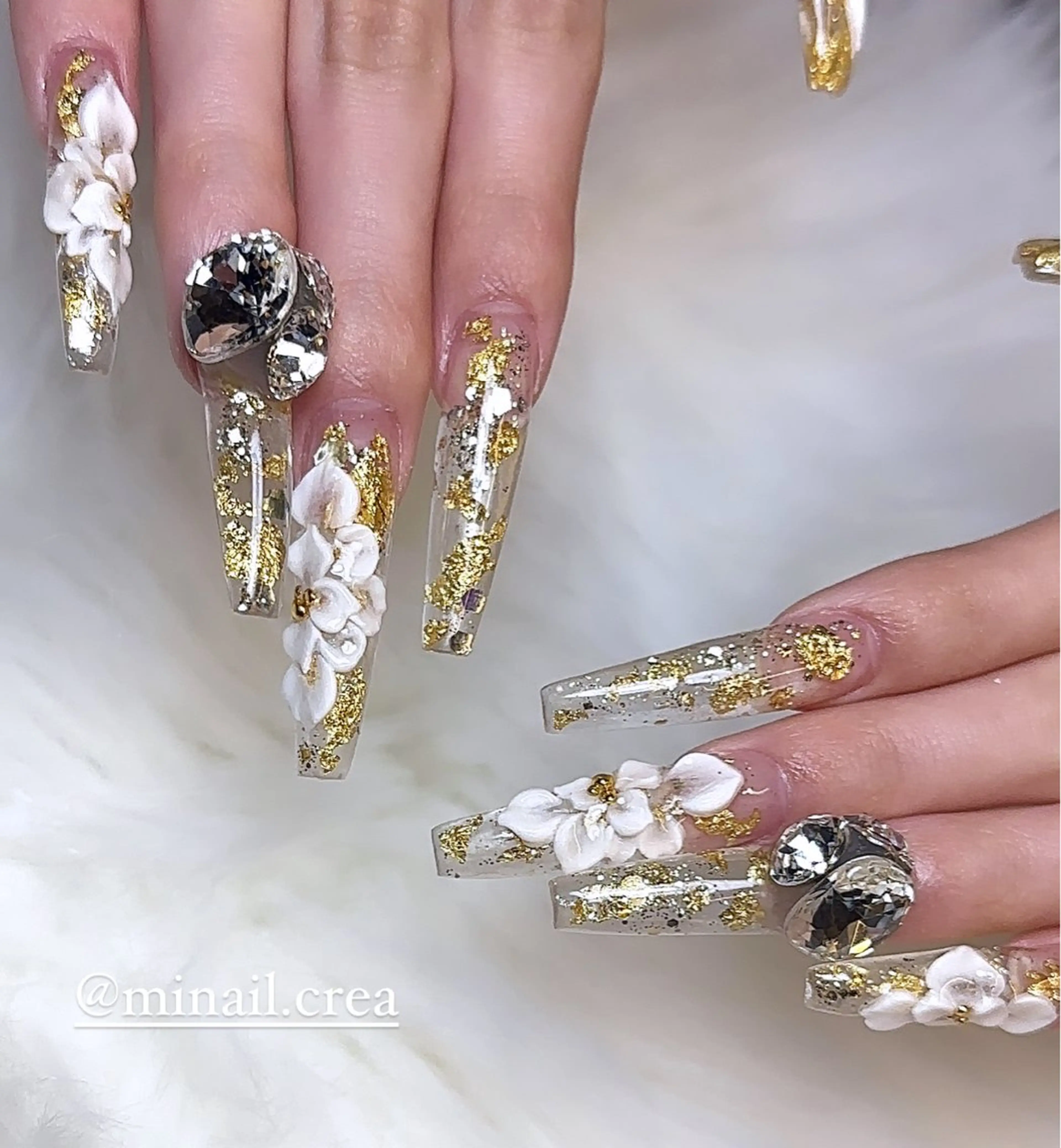 ネイル 成人式 キラキラネイル ロングネイル スカルプネイル ハンドネイル CRéA　-private nailsalon-所属・CReA nailのネイルデザイン