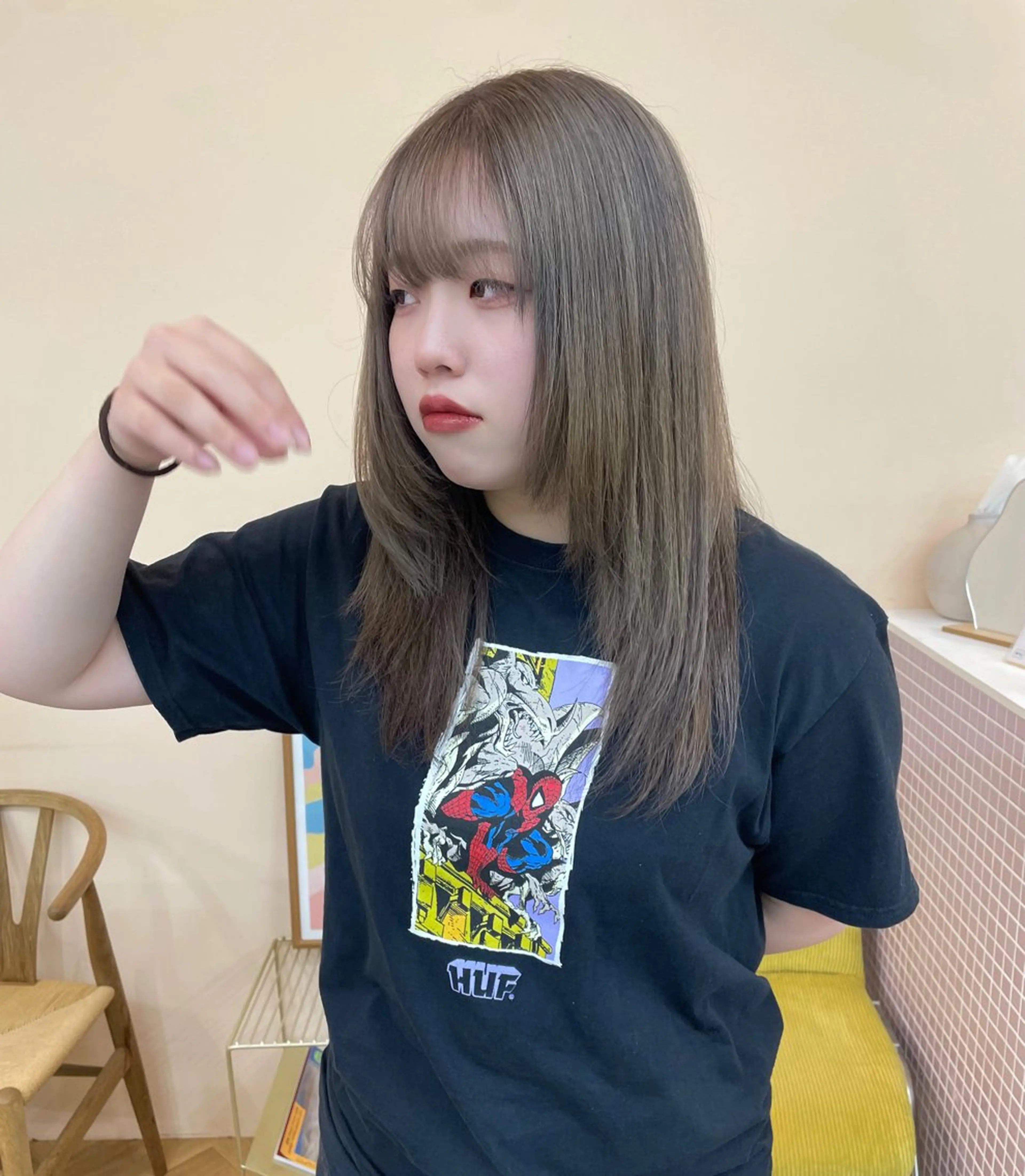 セミロング カラー ヘアカラー トリートメント カットモデル/ ハイトーン/ゆうあのヘアスタイル