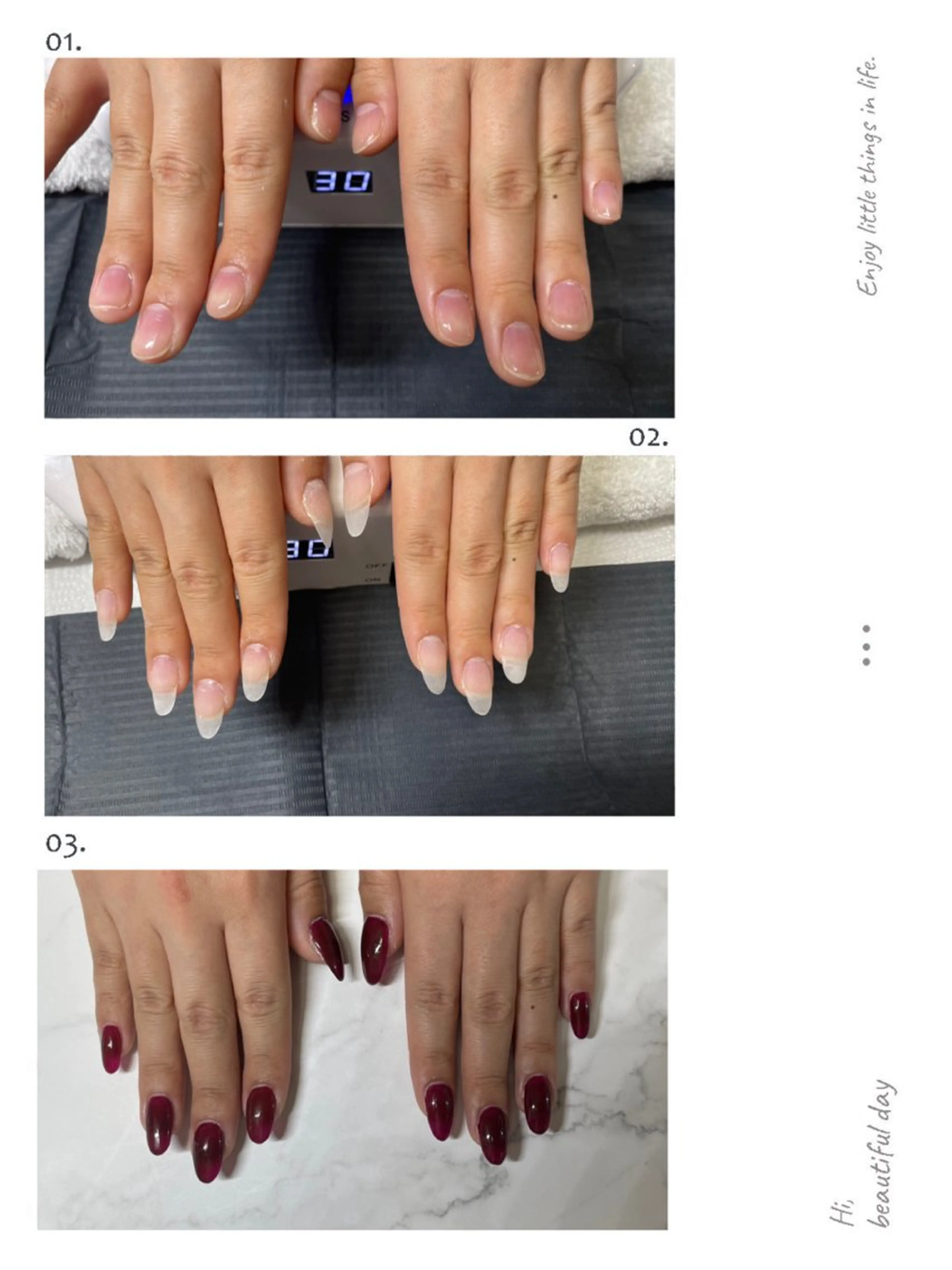 ネイル ボルドー 長さ出し ジェルネイル パラジェル Meant to Be〜ご縁に感謝〜のネイルデザイン