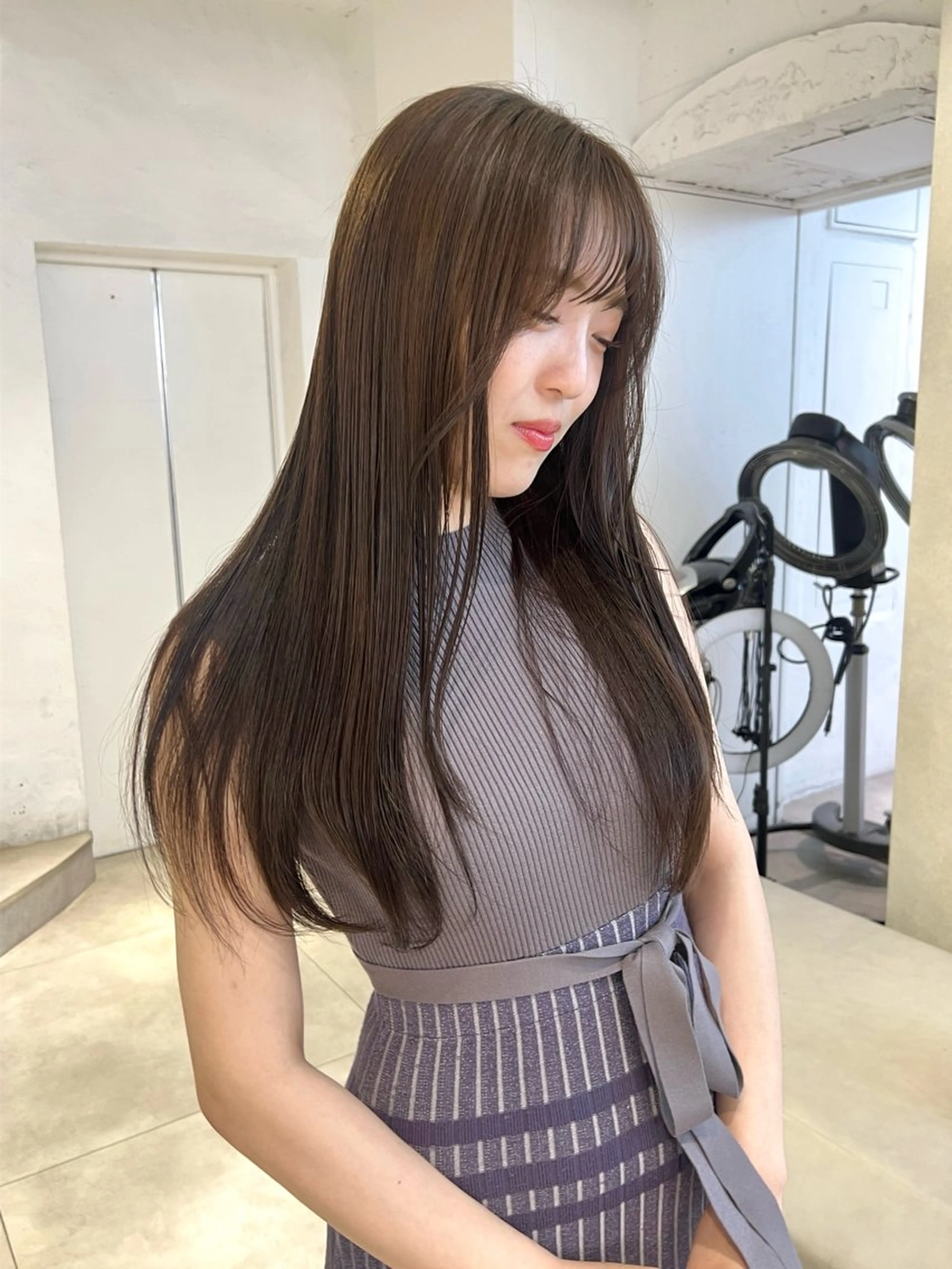 ロング カラー 髪質改善 トリートメント 顔周りカット/透明感 カラー✂️MEIのヘアスタイル