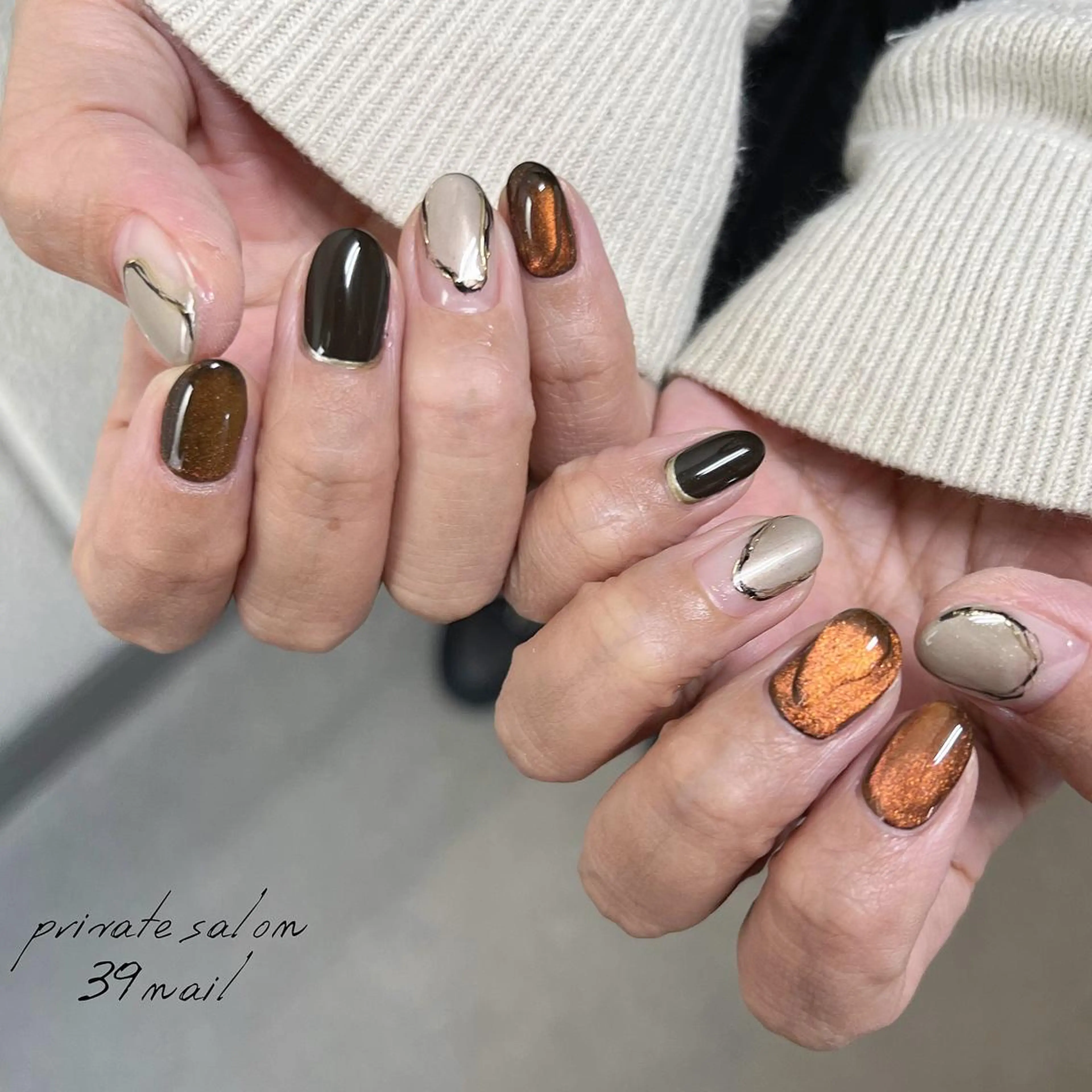 ミディアム ネイル ハンドネイル 京橋 【39nail】のネイルデザイン