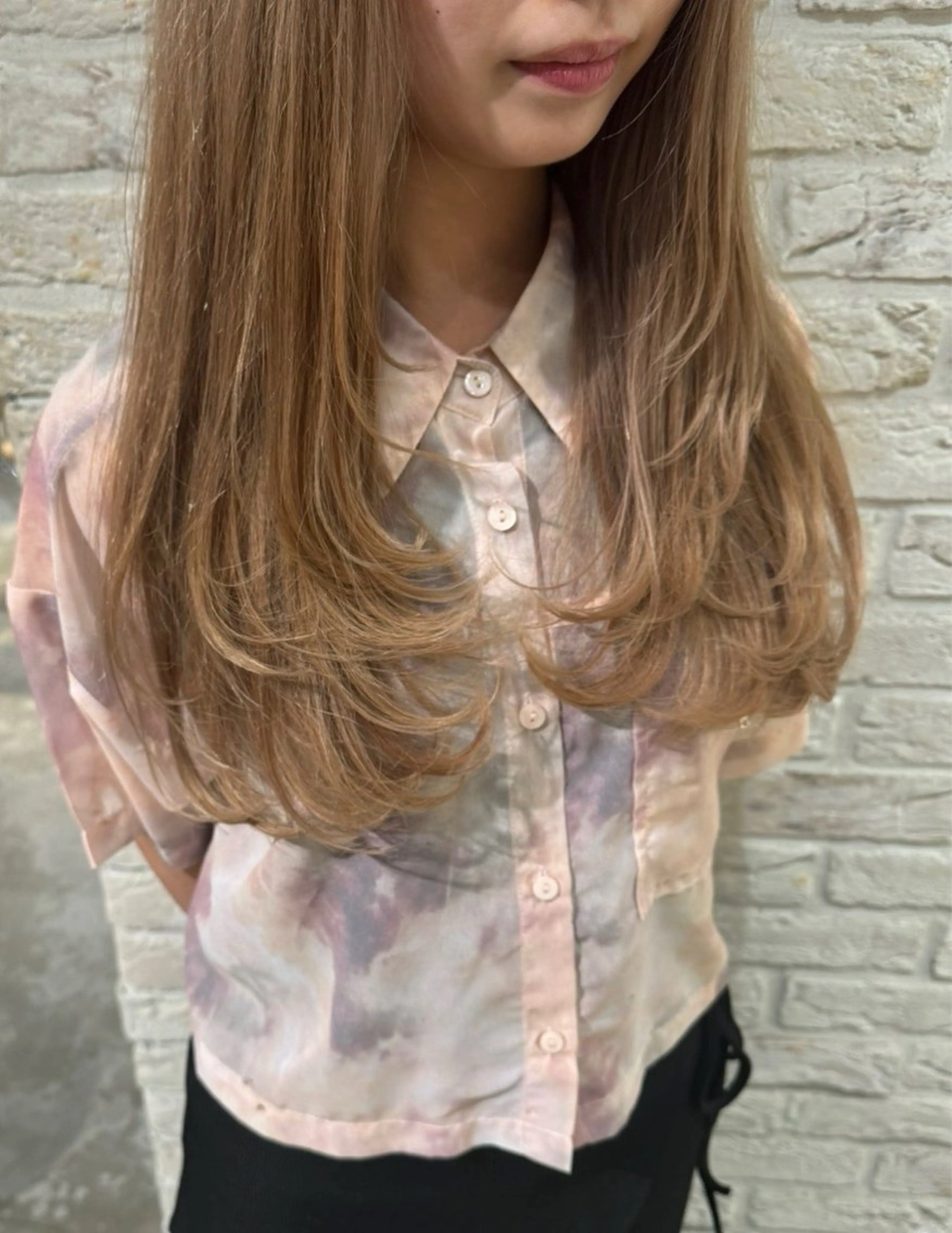 ロング 顔周りカット 韓国風ヘア レイヤーカット 中西 榛菜のヘアスタイル