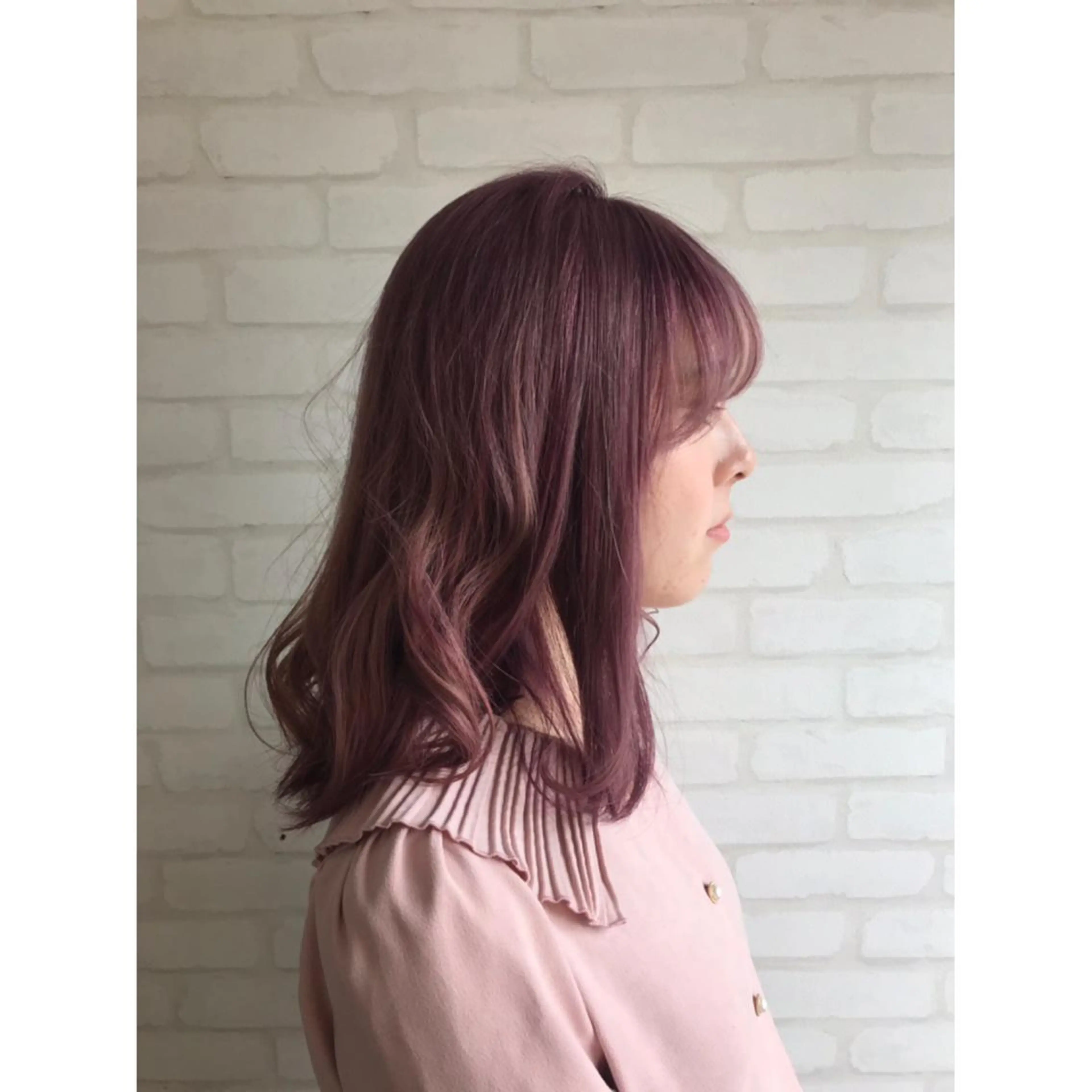 セミロング カラー アッシュ ピンクカラー ピンクアッシュ TELA HAIR牛久店所属・透明感カラー✨ 吉田大樹のヘアスタイル