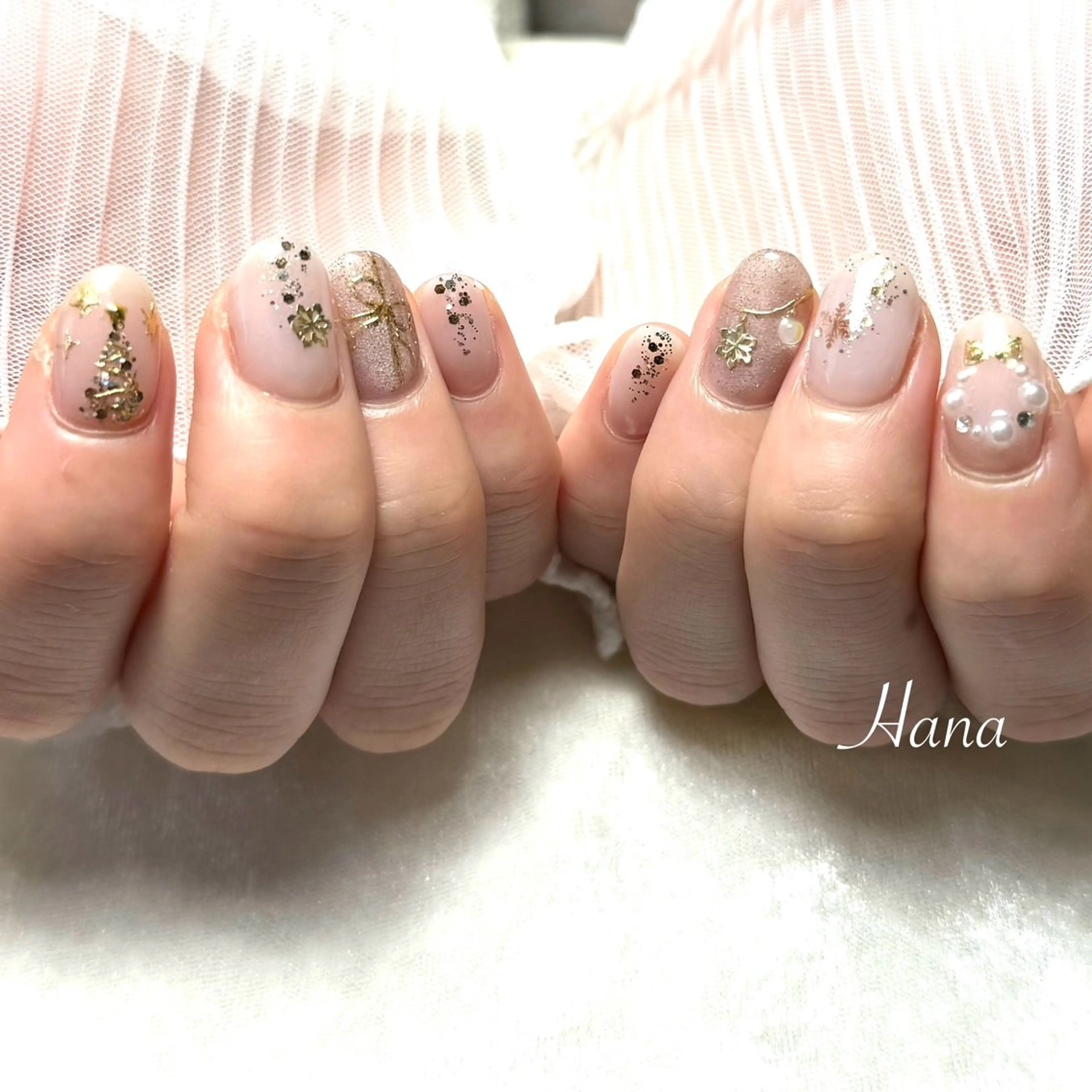ネイル 冬ネイル クリスマス ハンドネイル Hana_ Rieのネイルデザイン
