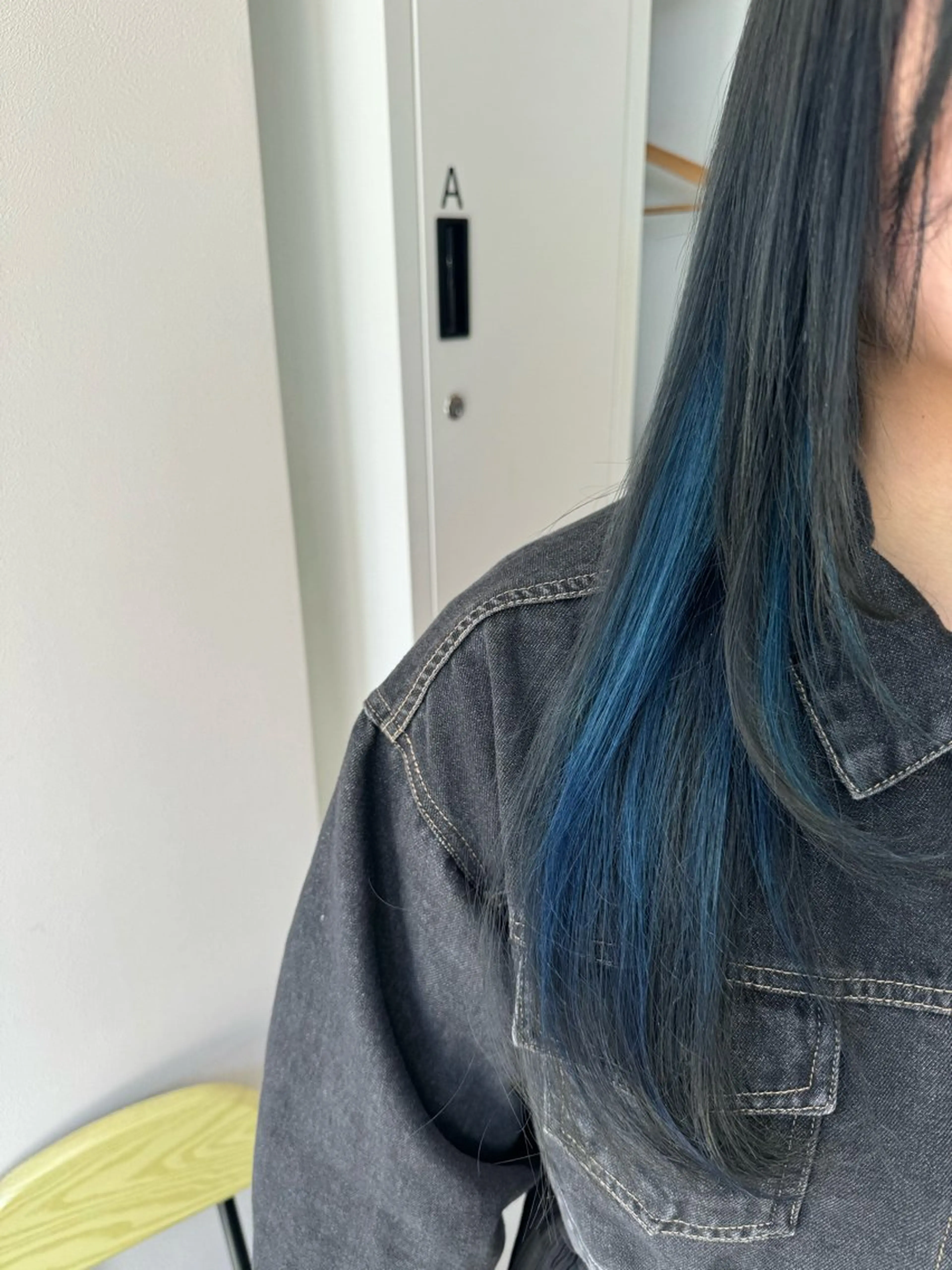 ロング カラー ブルーカラー ブルーグレー ブルーグレージュ デザインカラー グレージュ カット ヘアカラー オスズ 🎀´-のヘアスタイル